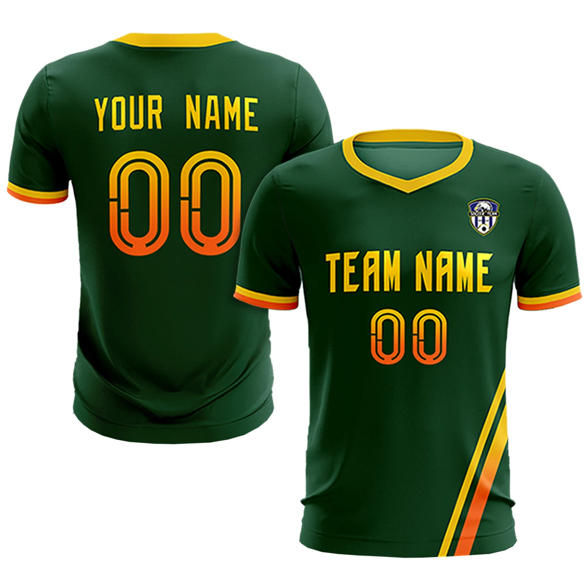 Custom Green Gold01-Orange Gradient Fashion Sportswear Soccer Sets Jersey