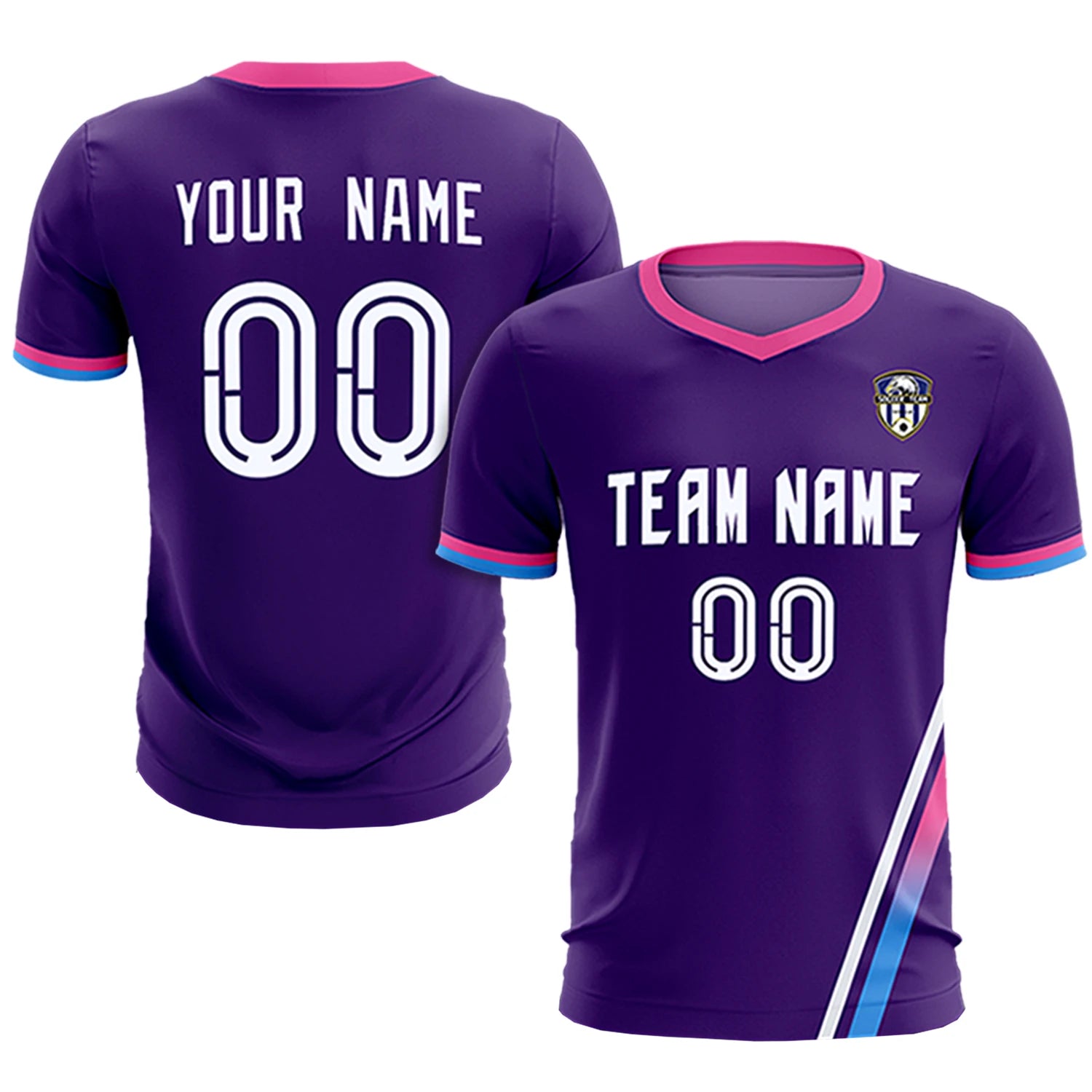 Custom Purple White-Pink Gradient Fashion Sportswear Soccer Sets Jersey