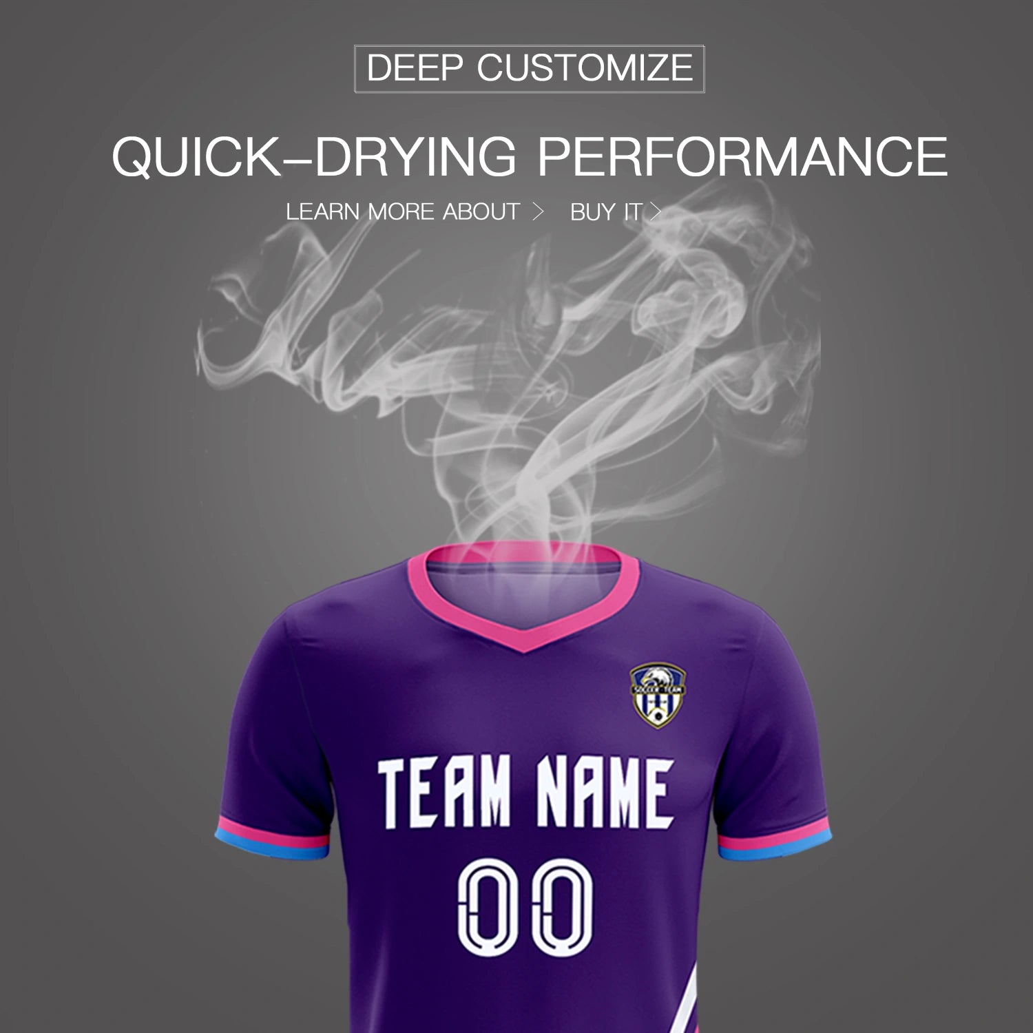 Custom Purple White-Pink Gradient Fashion Sportswear Soccer Sets Jersey