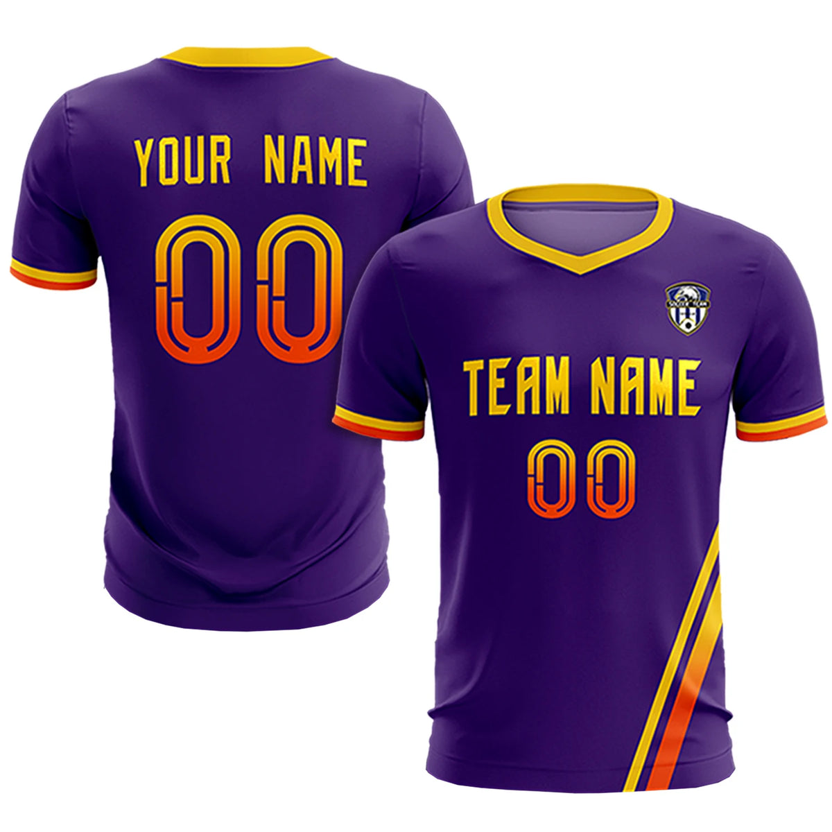 Custom Purple Gold01-Orange Gradient Fashion Sportswear Soccer Sets Jersey