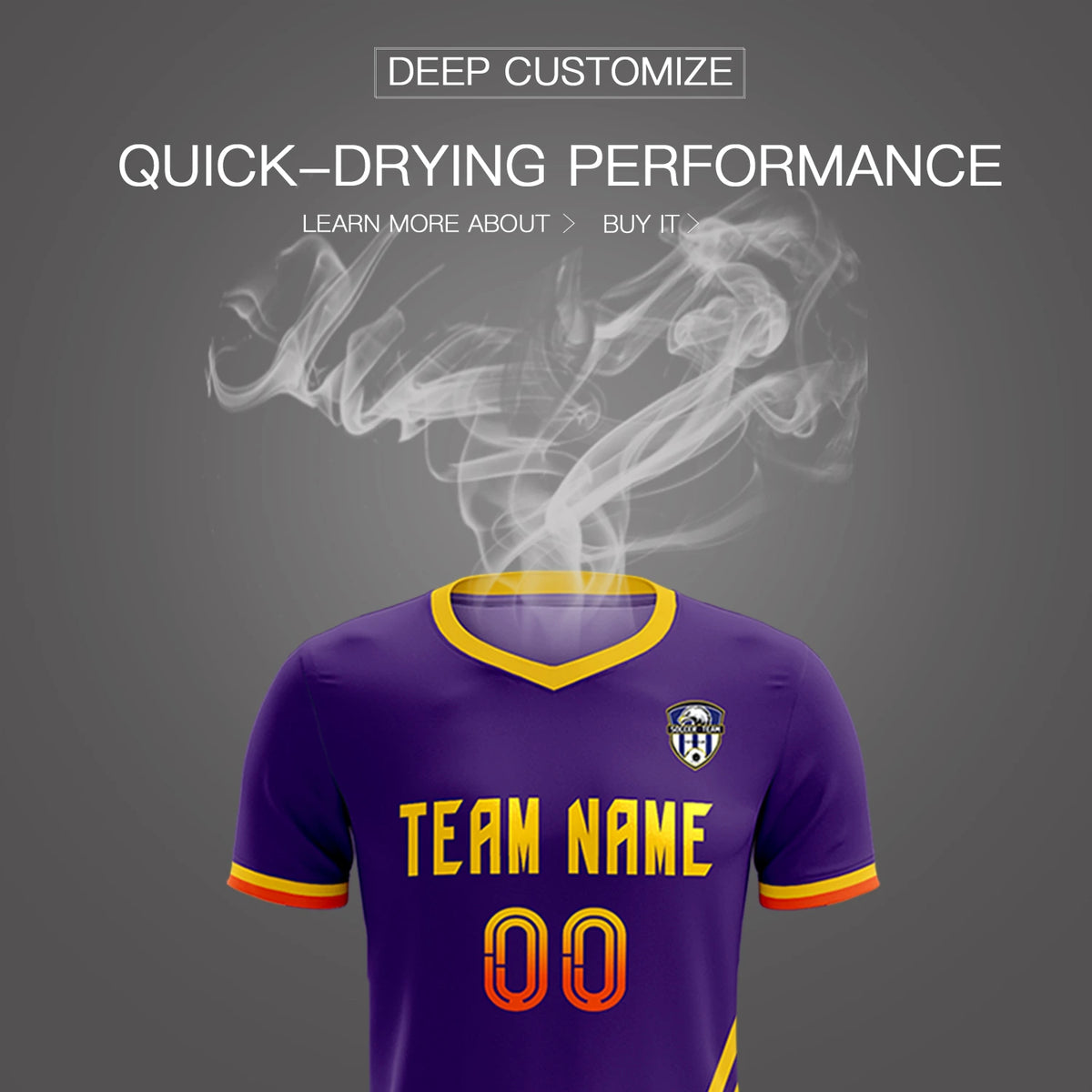 Custom Purple Gold01-Orange Gradient Fashion Sportswear Soccer Sets Jersey
