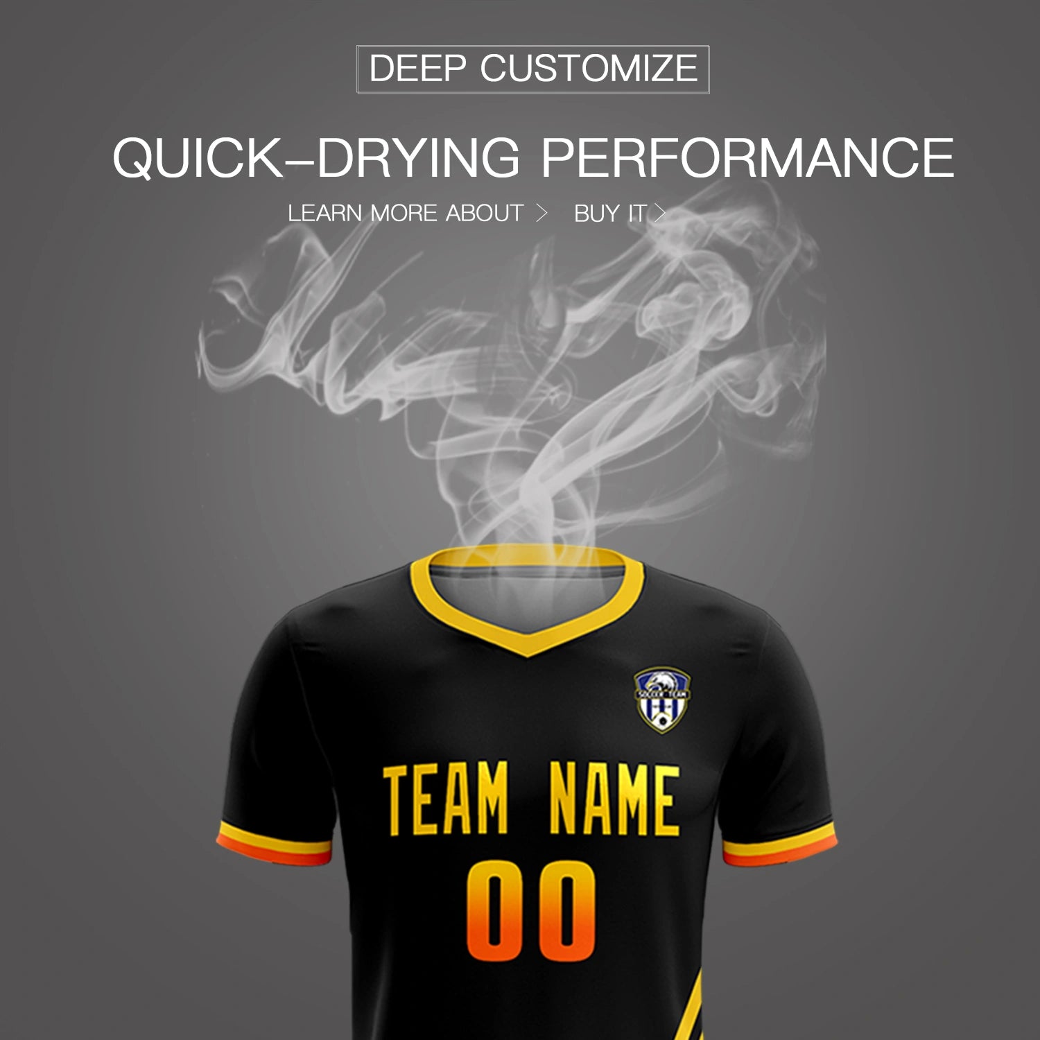 Custom Black Gold01-Orange Gradient Fashion Sportswear Soccer Sets Jersey