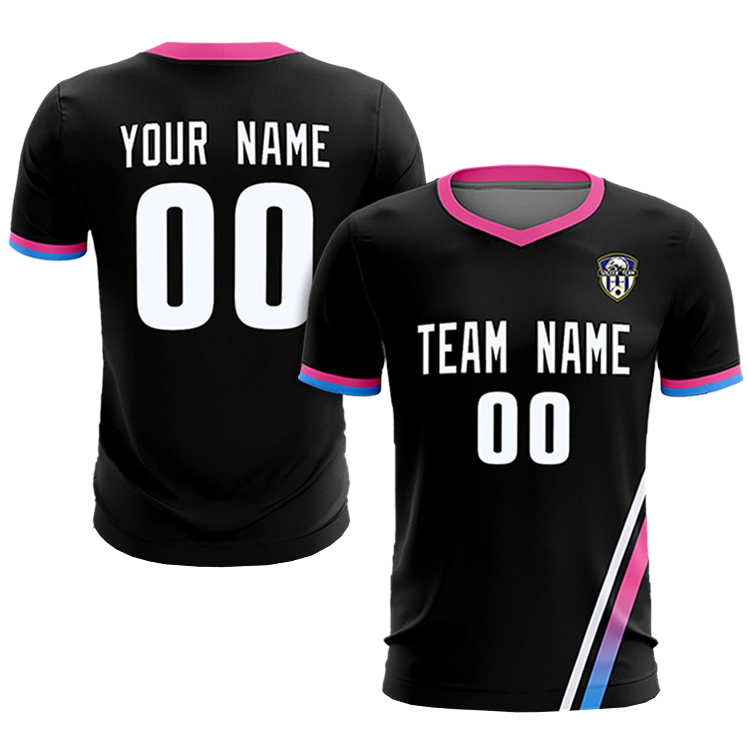 Custom Black White-Pink Gradient Fashion Sportswear Soccer Sets Jersey