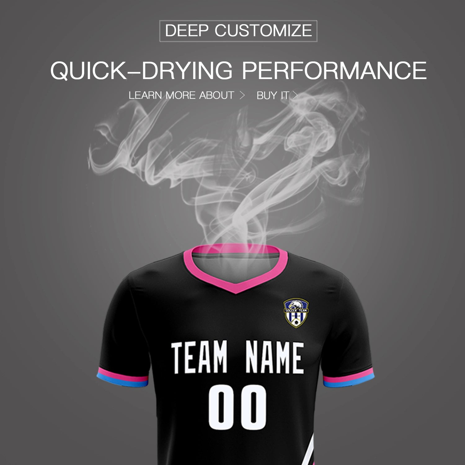 Custom Black White-Pink Gradient Fashion Sportswear Soccer Sets Jersey