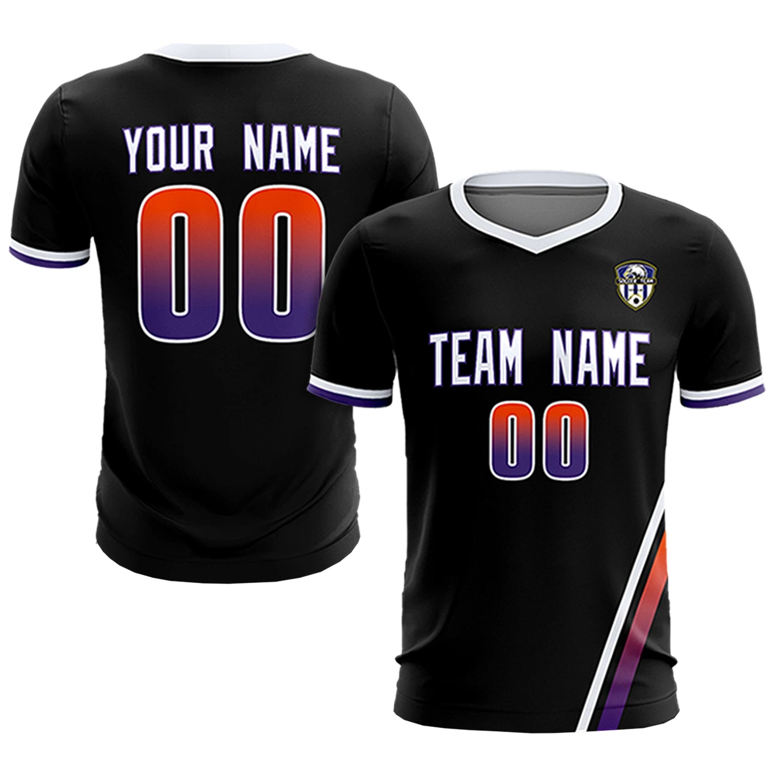 Custom Black White-Orange Gradient Fashion Sportswear Soccer Sets Jersey