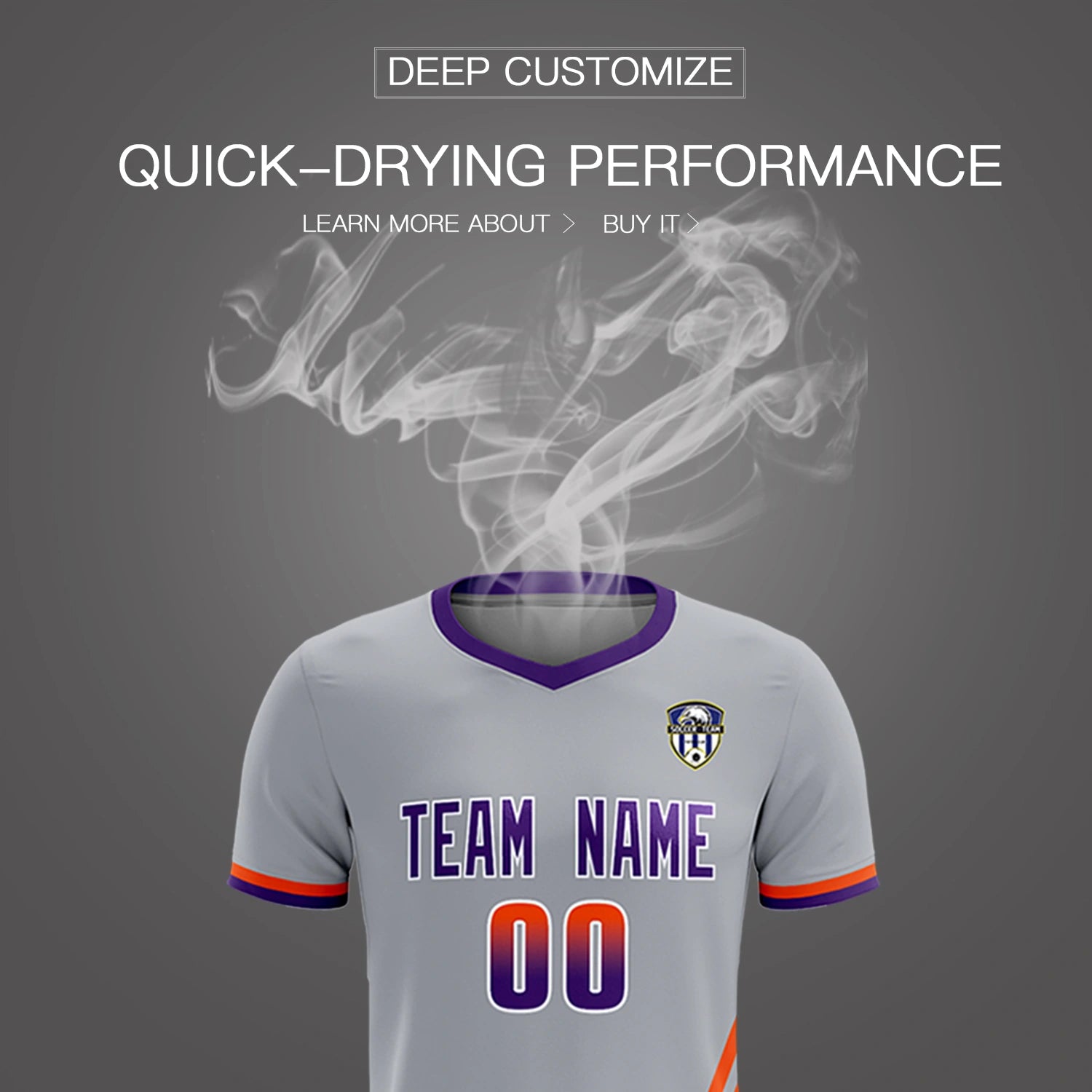 Custom Gray Orange-Purple Gradient Fashion Sportswear Soccer Sets Jersey