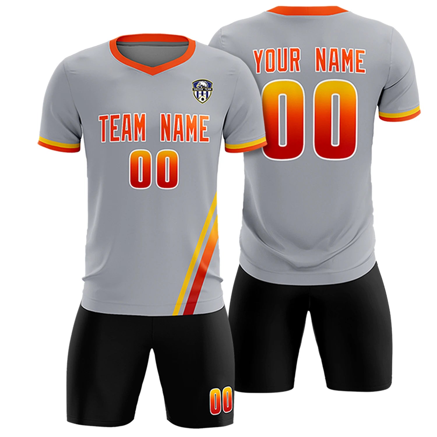 Custom Gray Gold01-Orange Gradient Fashion Sportswear Soccer Sets Jersey