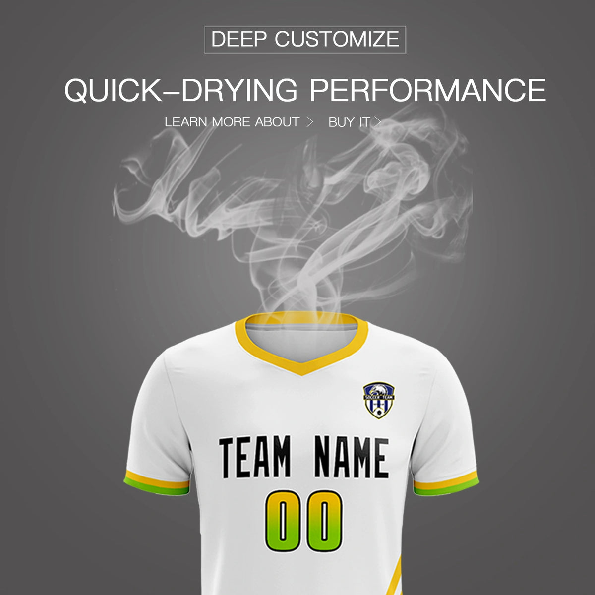 Custom White Gold01-Neon Green Gradient Fashion Sportswear Soccer Sets Jersey