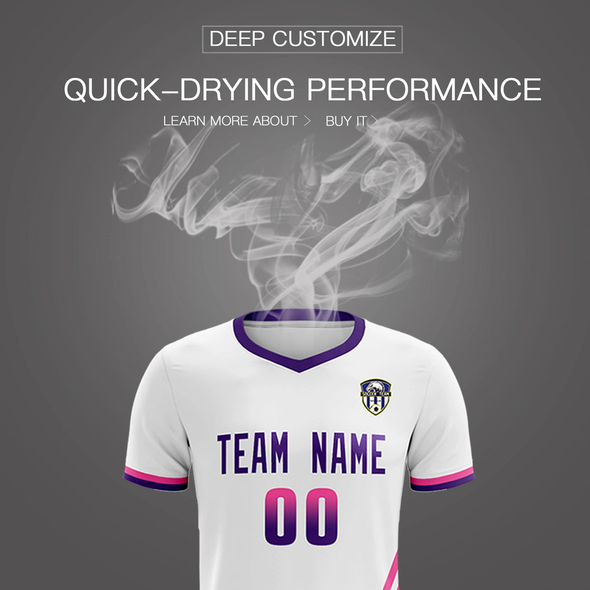 Custom White Pink-Purple Gradient Fashion Sportswear Soccer Sets Jersey