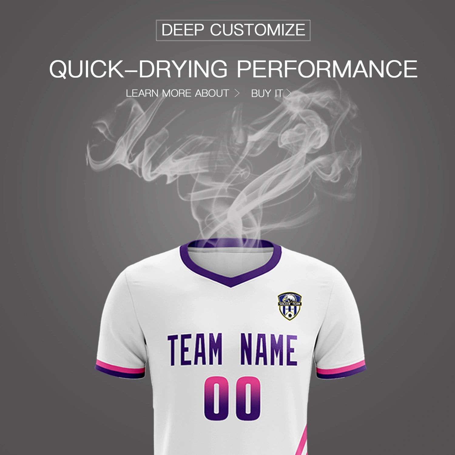 Custom White Pink-Purple Gradient Fashion Sportswear Soccer Sets Jersey