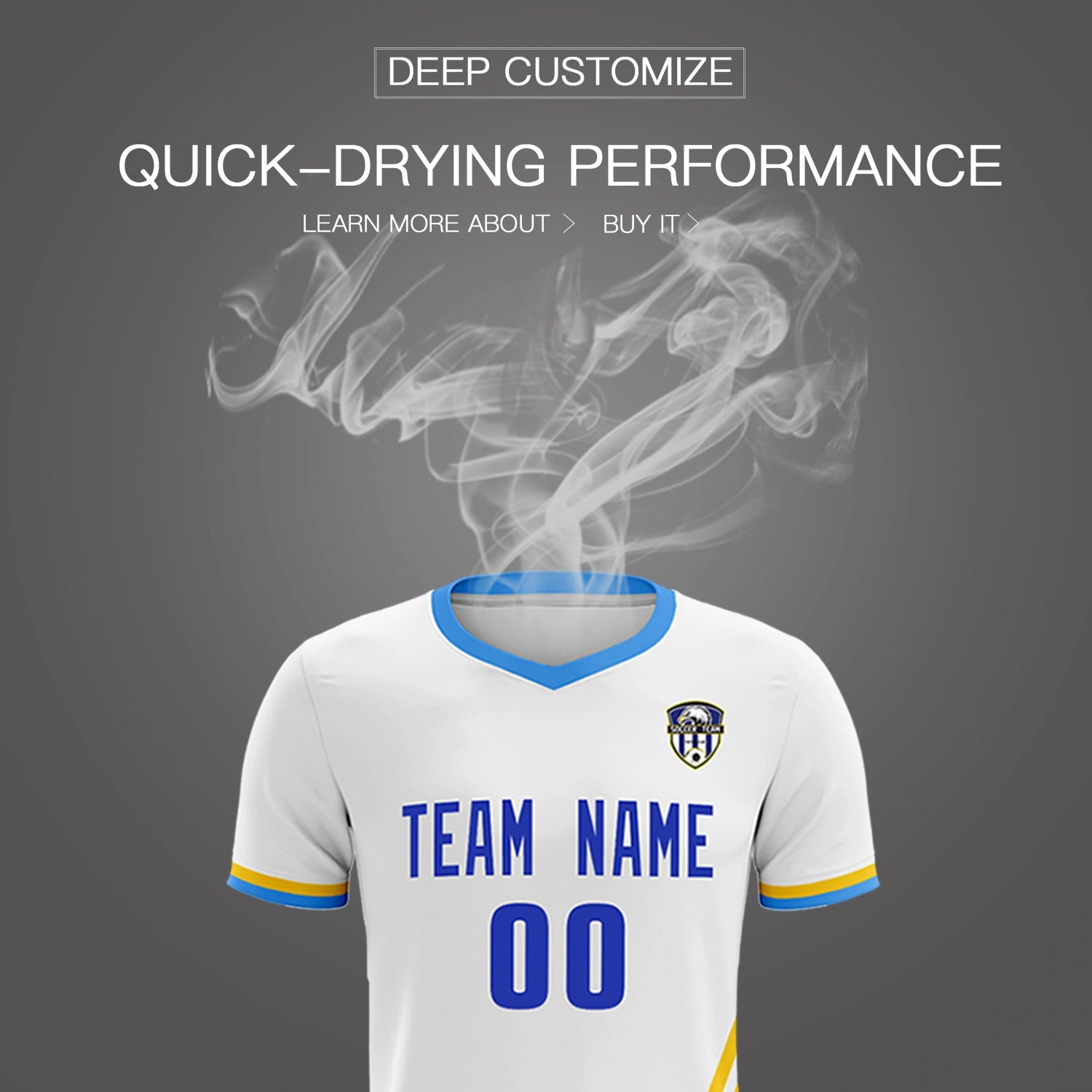 Custom White Gold01-Powder Blue Gradient Fashion Sportswear Soccer Sets Jersey