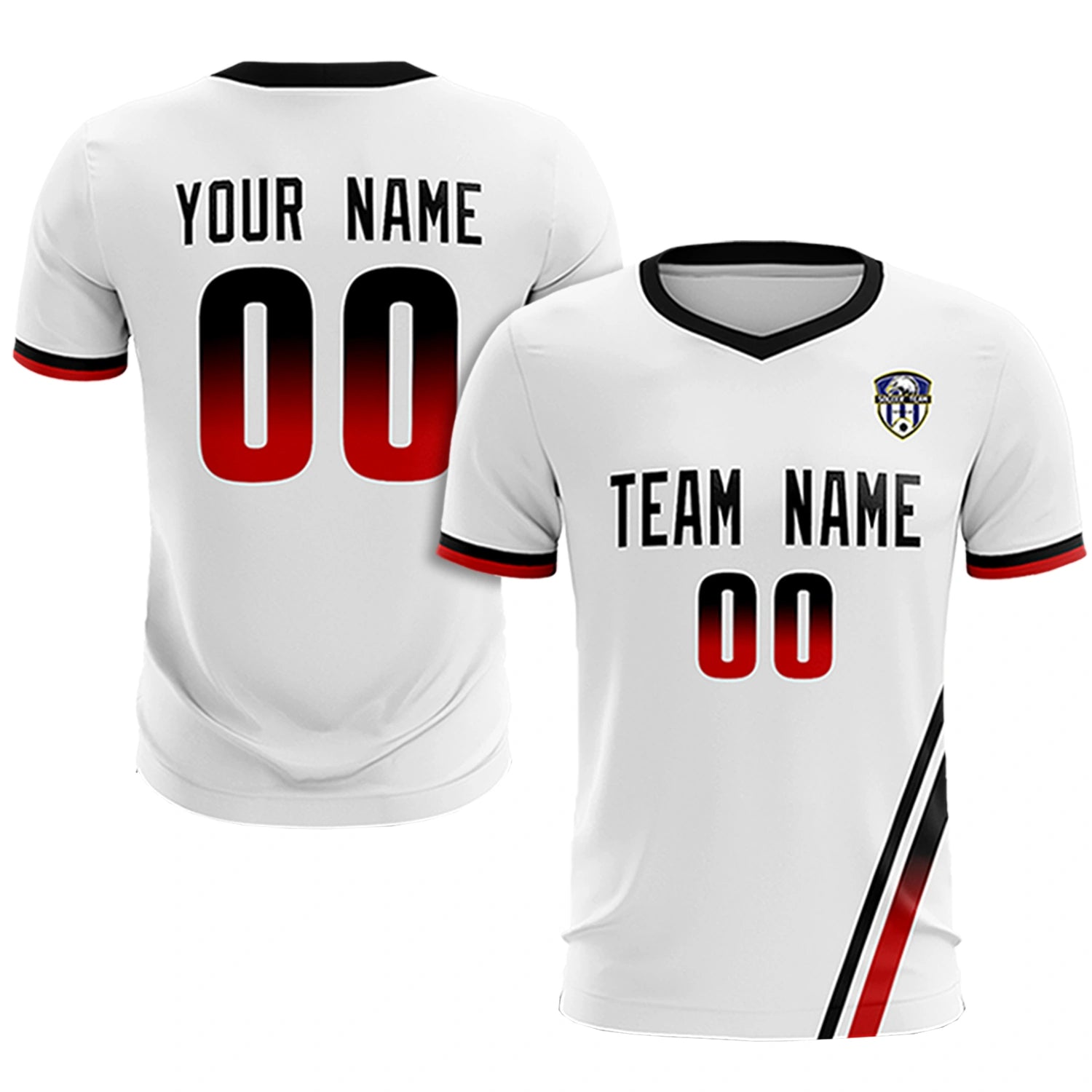 Custom White Black-Red Gradient Fashion Sportswear Soccer Sets Jersey