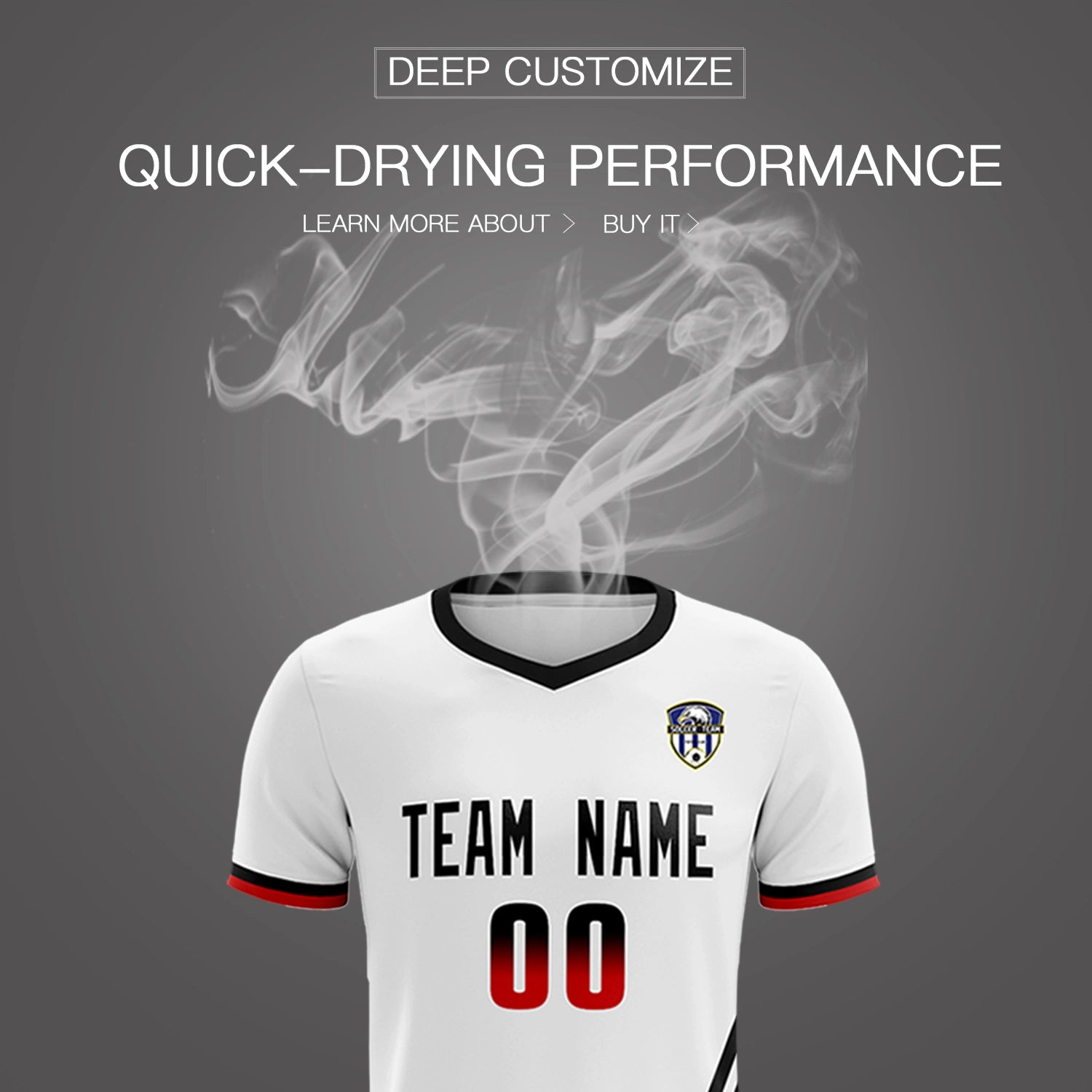 Custom White Black-Red Gradient Fashion Sportswear Soccer Sets Jersey