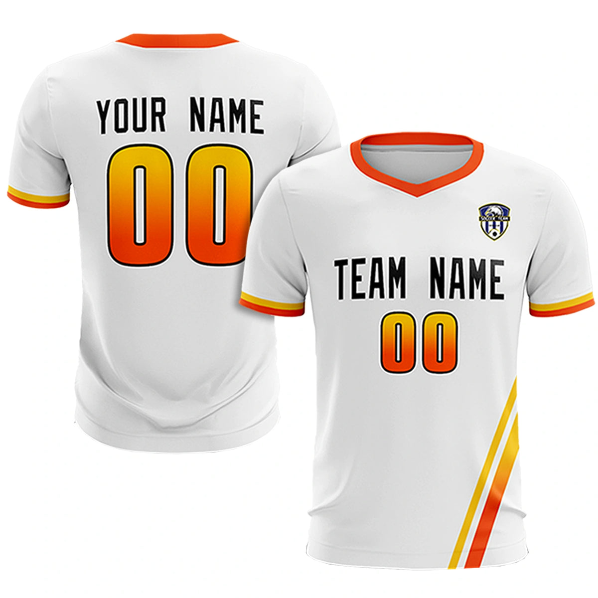 Custom White Gold01-Orange Gradient Fashion Sportswear Soccer Sets Jersey