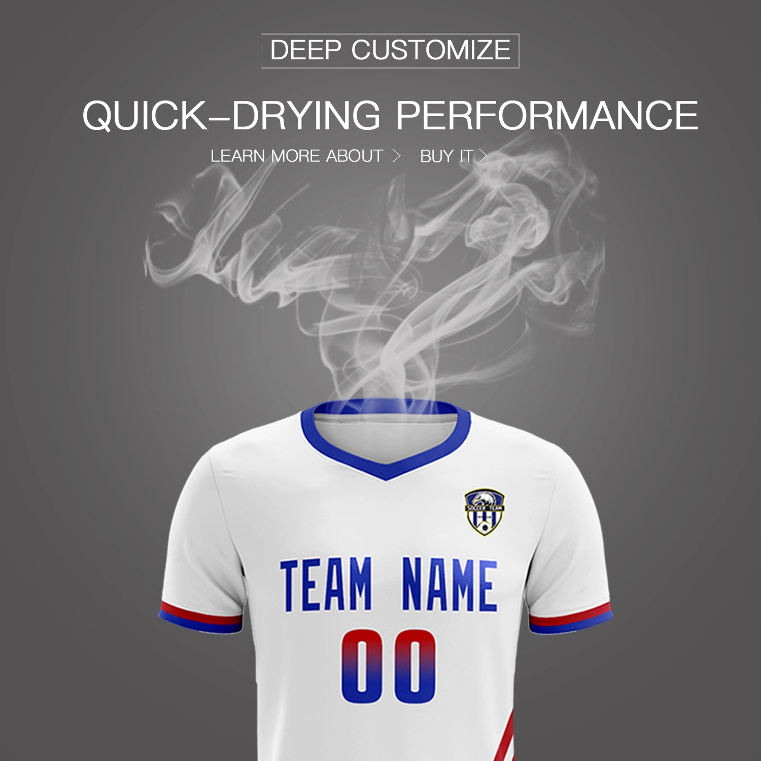Custom White Red-Royal Blue Gradient Fashion Sportswear Soccer Sets Jersey
