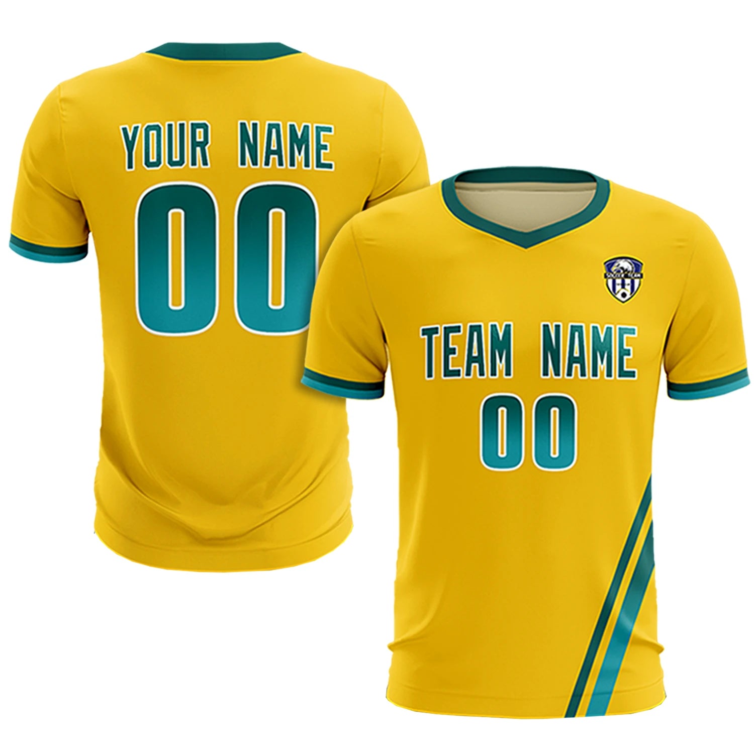 Custom Gold01 Aqua-Aqua Gradient Fashion Sportswear Soccer Sets Jersey