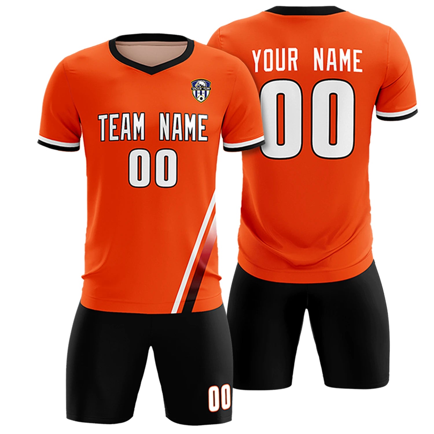 Custom Orange White-Red Gradient Fashion Sportswear Soccer Sets Jersey
