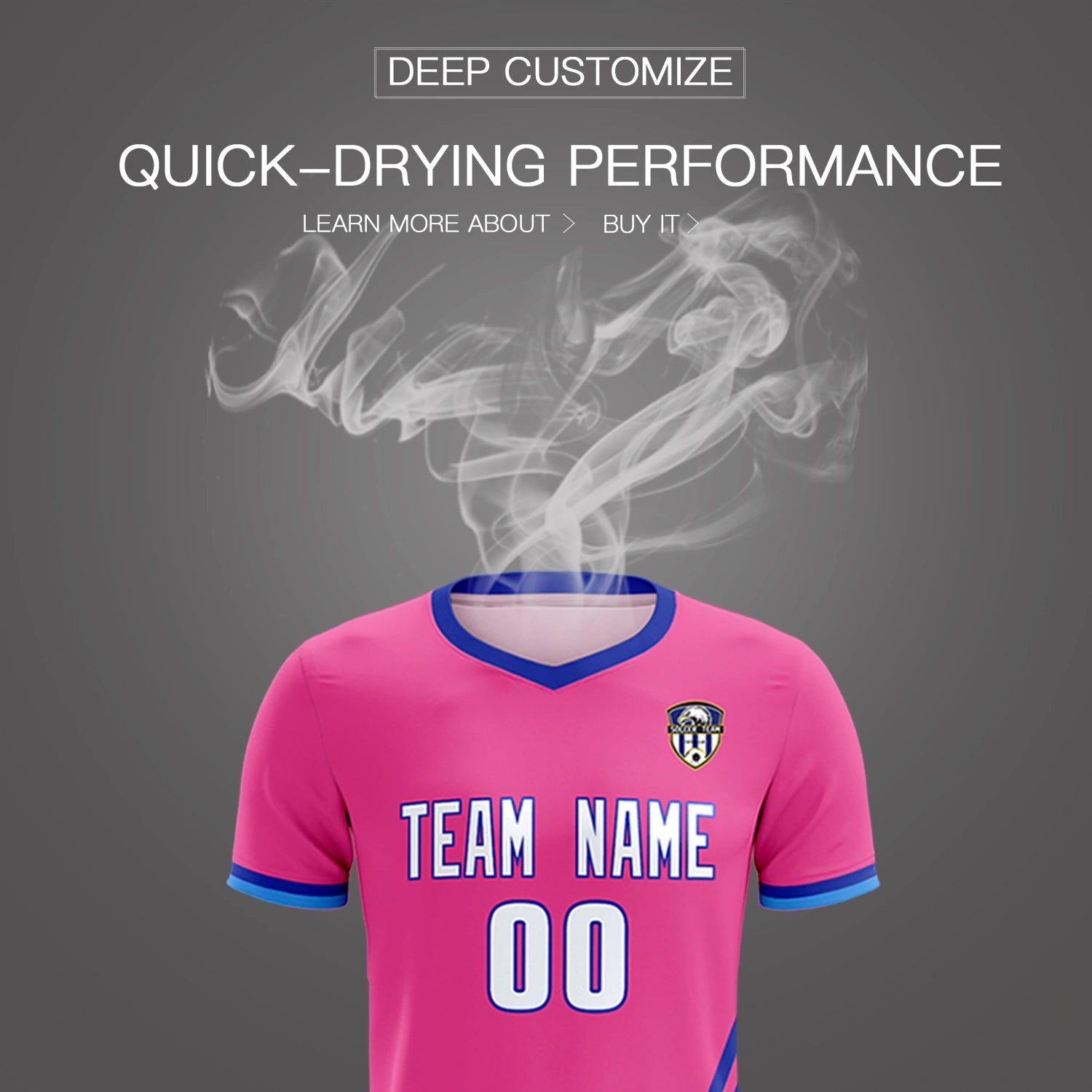 Custom Pink Royal Blue-Powder Blue Gradient Fashion Sportswear Soccer Sets Jersey