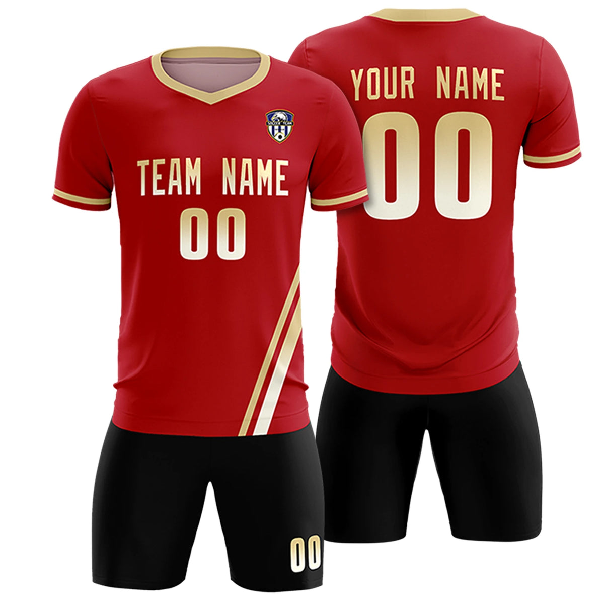 Custom Red Khaki-Khaki Gradient Fashion Sportswear Soccer Sets Jersey