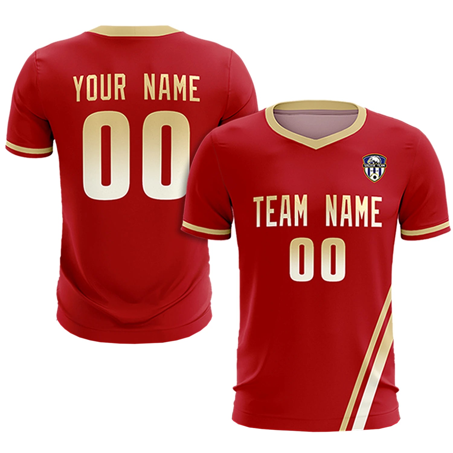 Custom Red Khaki-Khaki Gradient Fashion Sportswear Soccer Sets Jersey