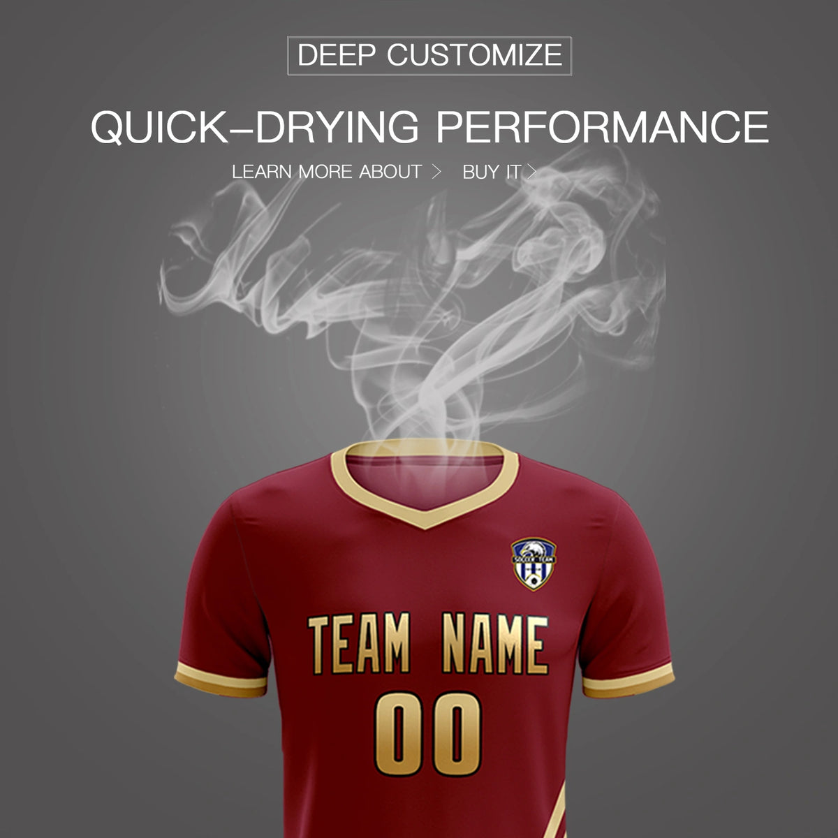 Custom Crimson Khaki-Old Gold Gradient Fashion Sportswear Soccer Sets Jersey