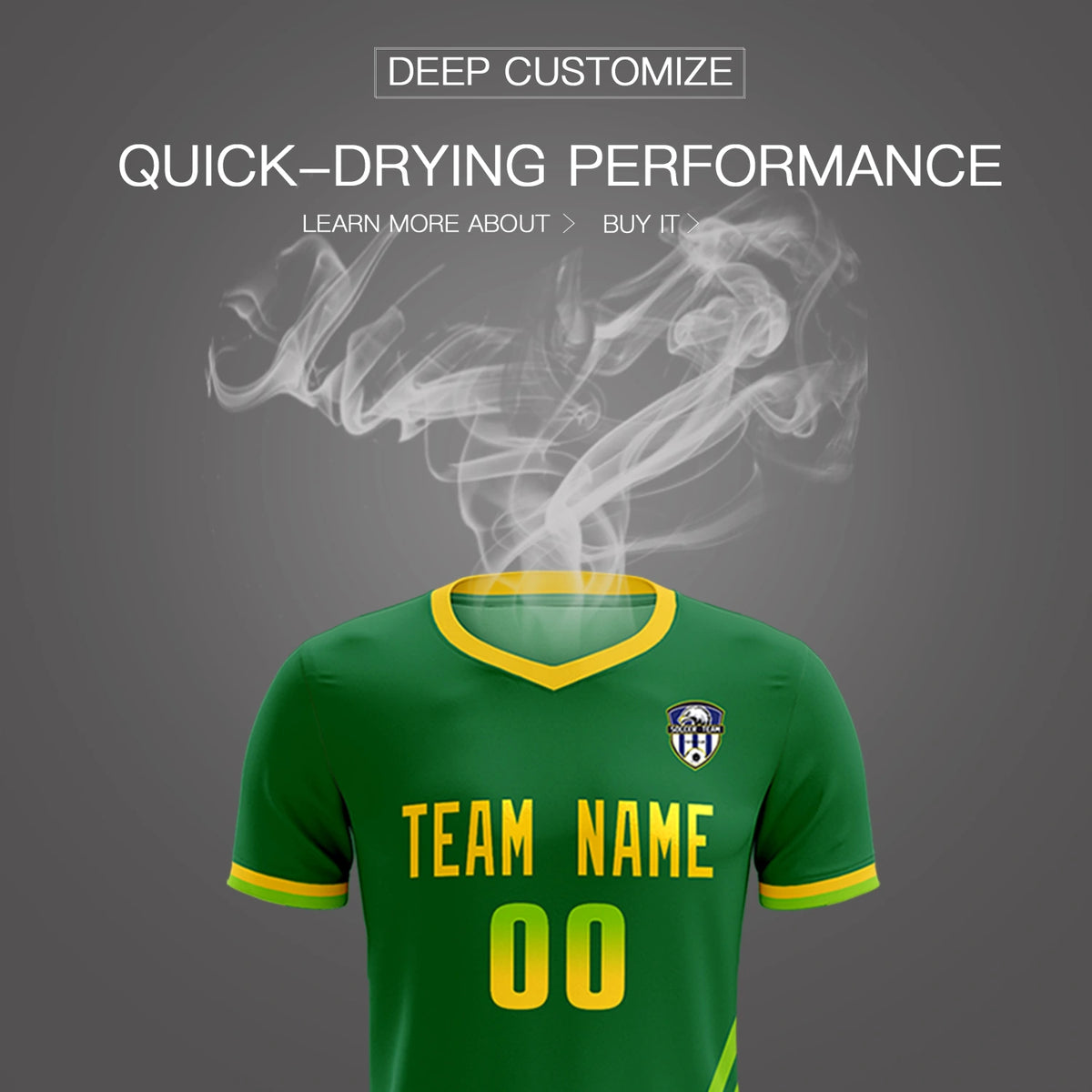 Custom Kelly Green Neon Green-Gold01 Gradient Fashion Sportswear Soccer Sets Jersey