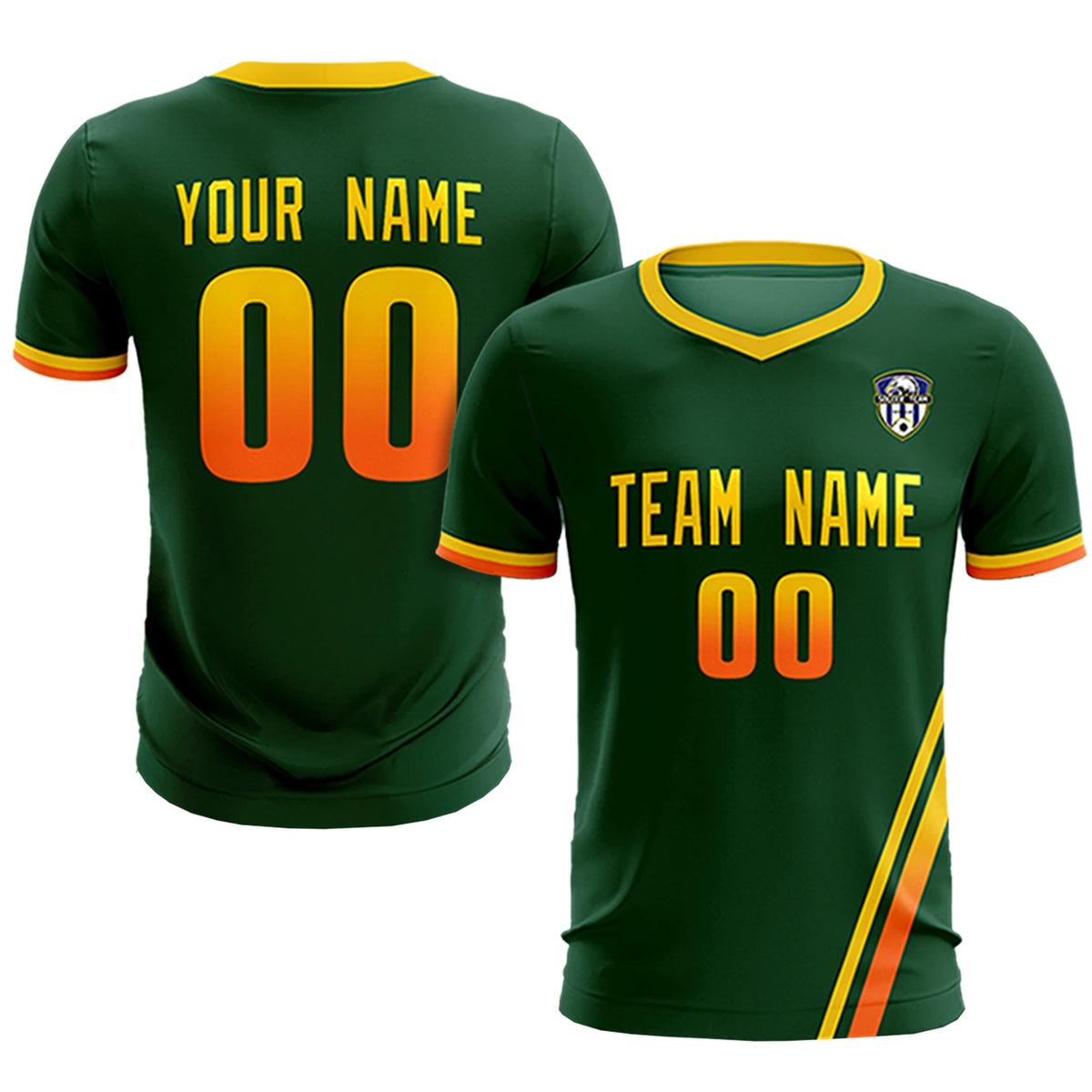 Custom Green Gold01-Orange Gradient Fashion Sportswear Soccer Sets Jersey