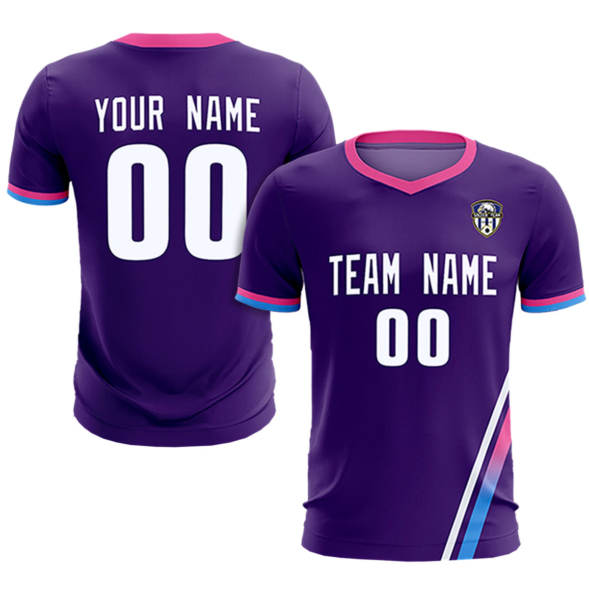 Custom Purple White-Pink Gradient Fashion Sportswear Soccer Sets Jersey