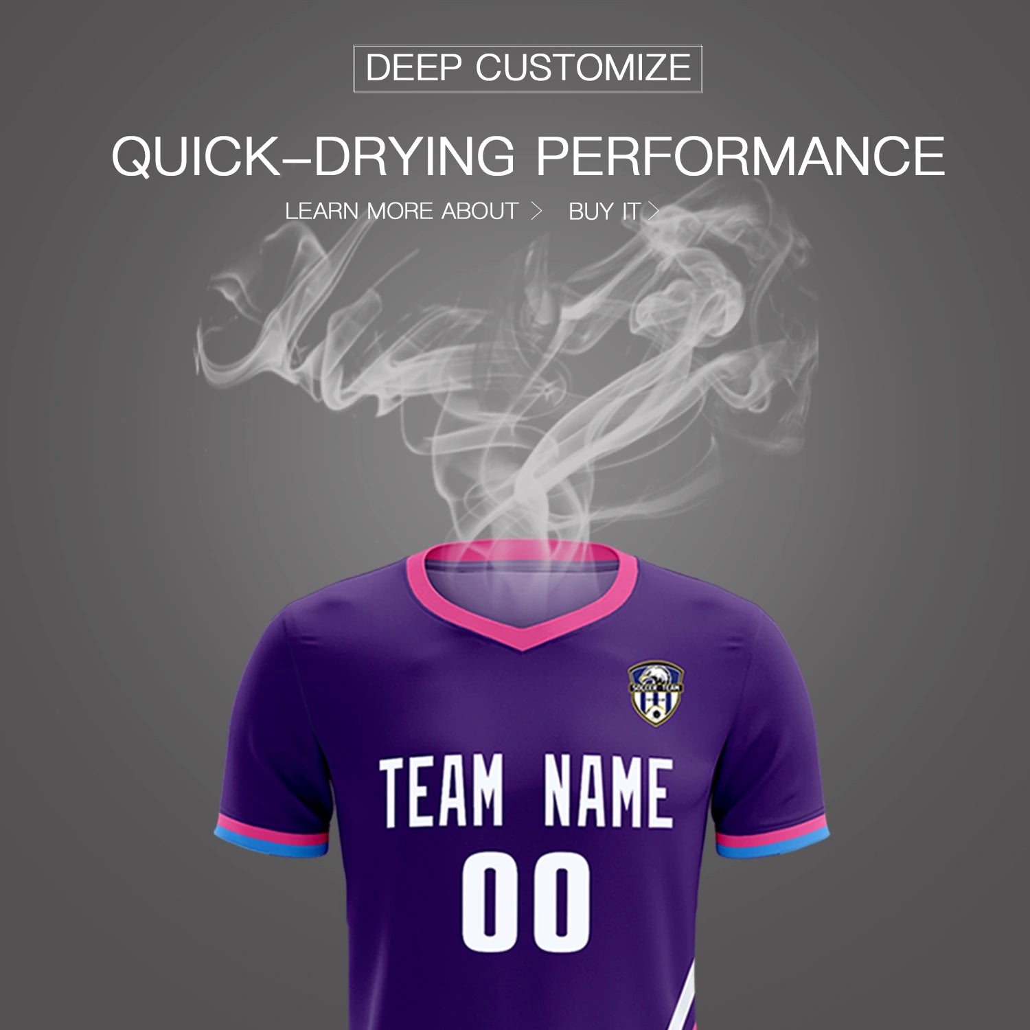 Custom Purple White-Pink Gradient Fashion Sportswear Soccer Sets Jersey