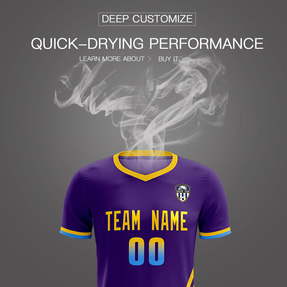 Custom Purple Gold01-Powder Blue Gradient Fashion Sportswear Soccer Sets Jersey