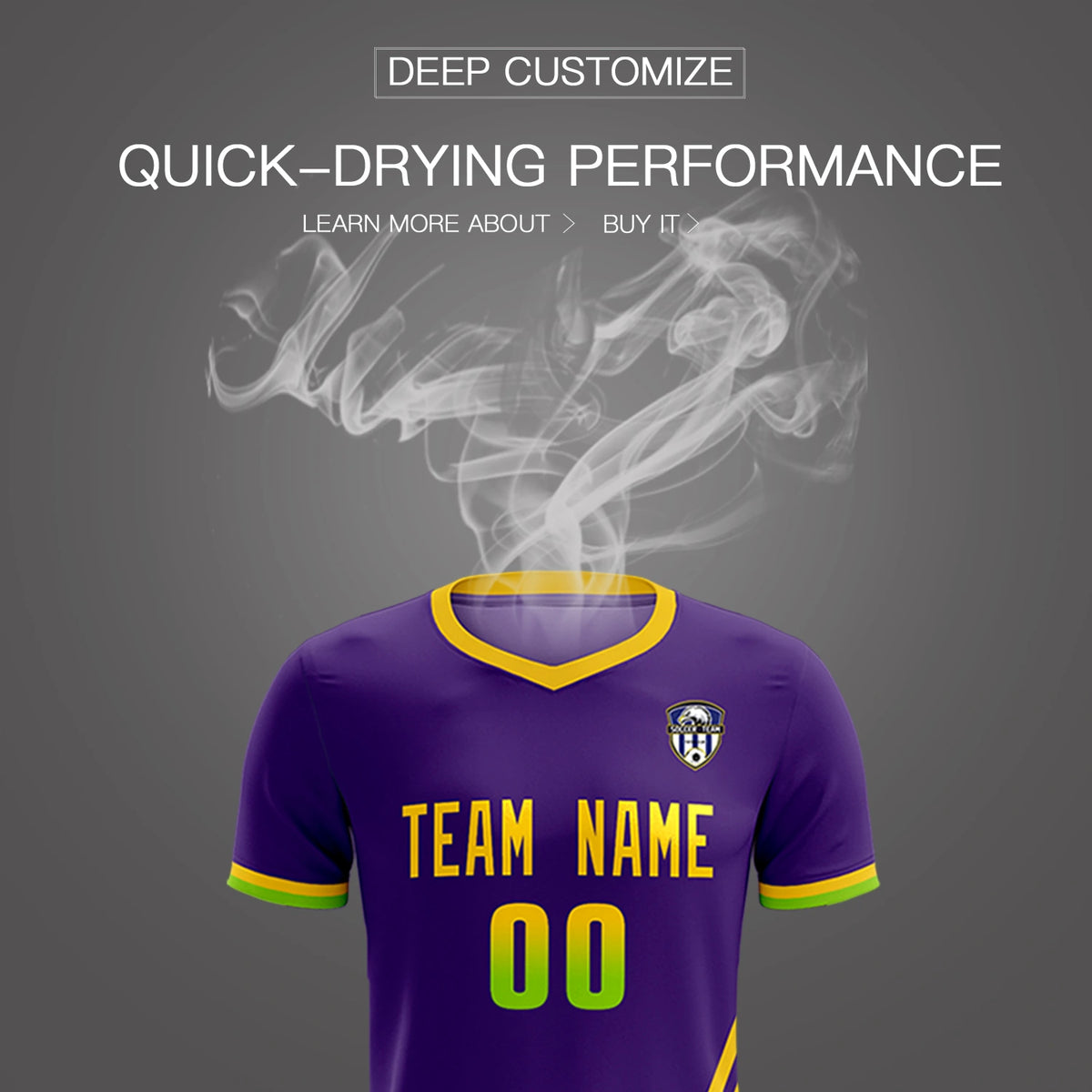 Custom Purple Gold01-Neon Green Gradient Fashion Sportswear Soccer Sets Jersey