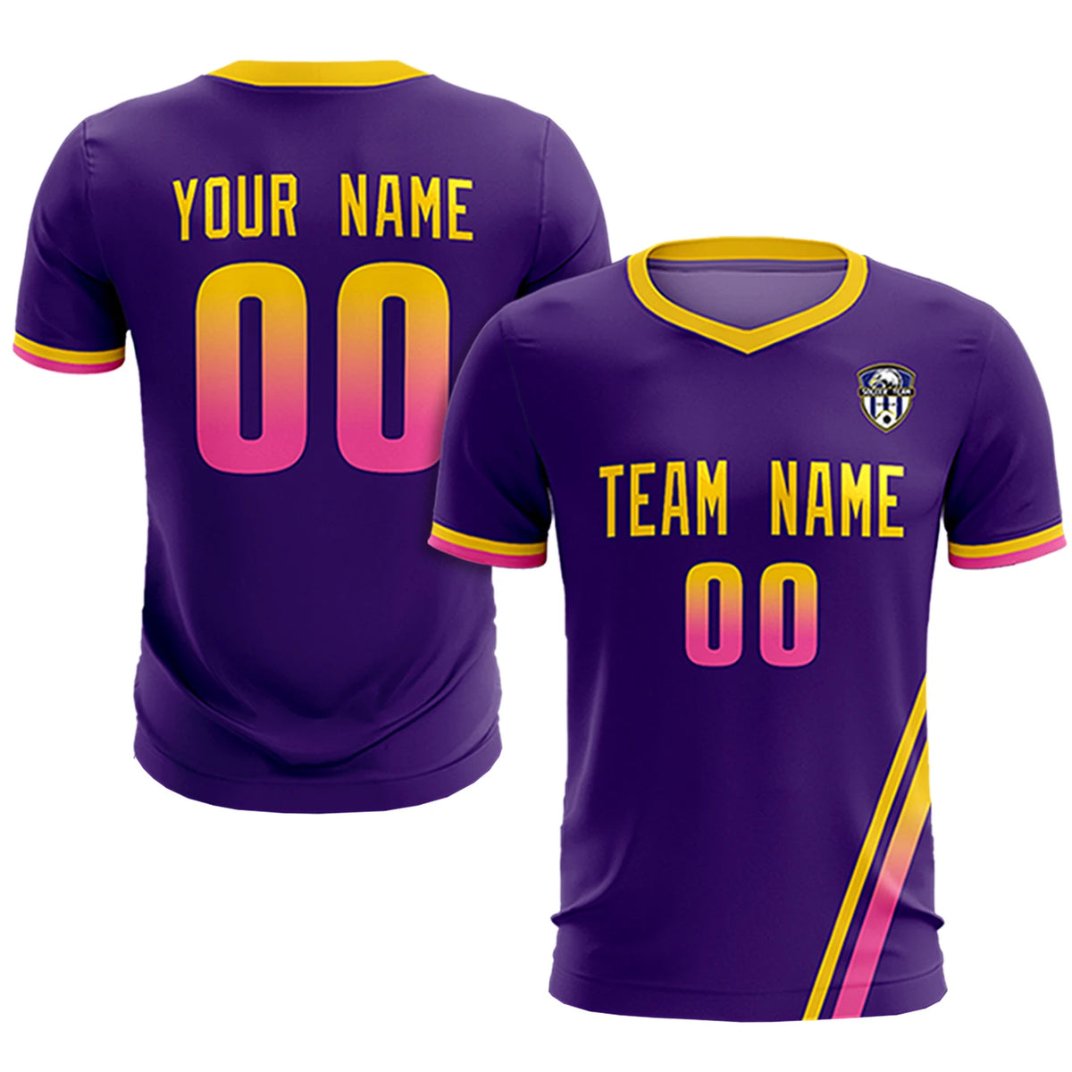 Custom Purple Gold01-Pink Gradient Fashion Sportswear Soccer Sets Jersey