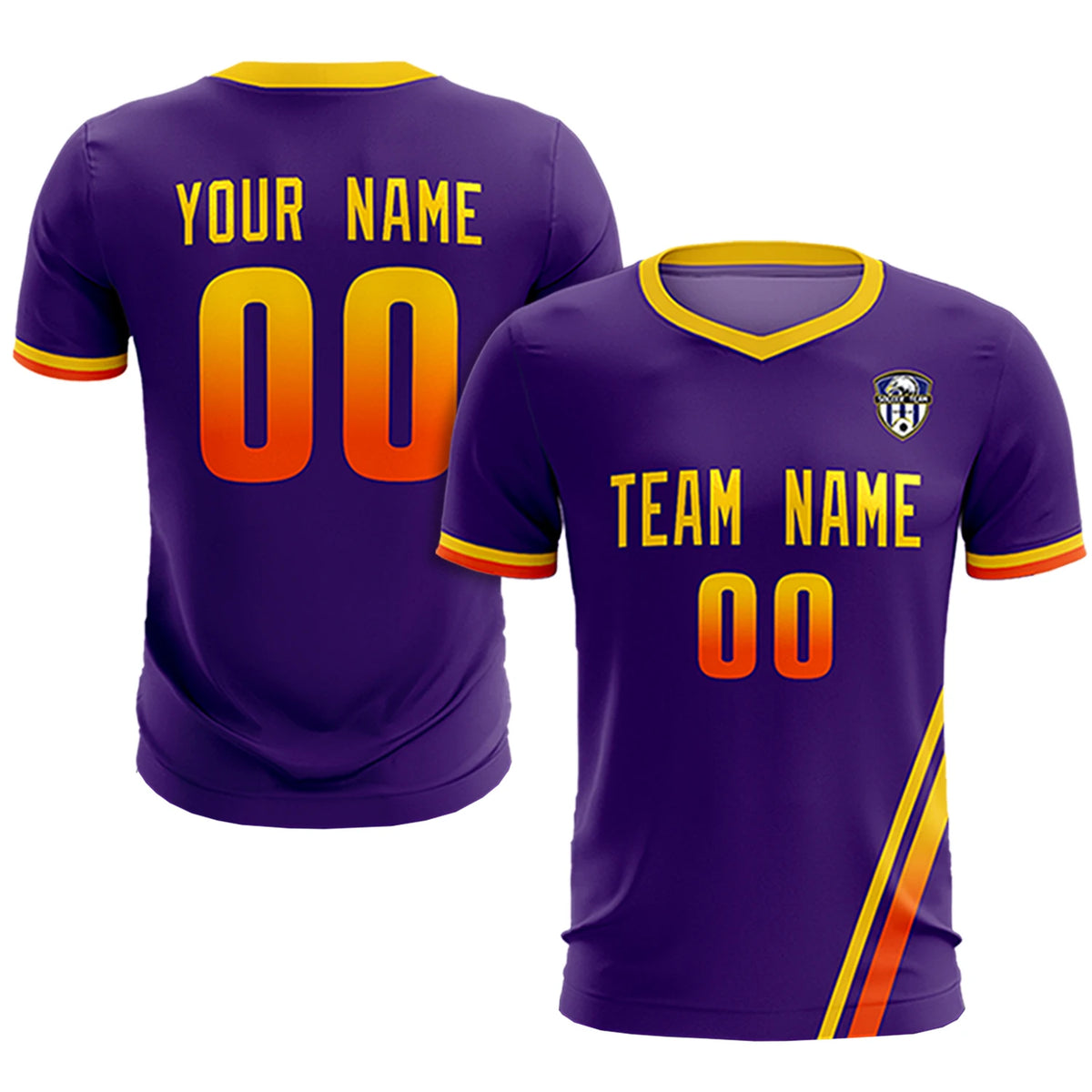 Custom Purple Gold01-Orange Gradient Fashion Sportswear Soccer Sets Jersey