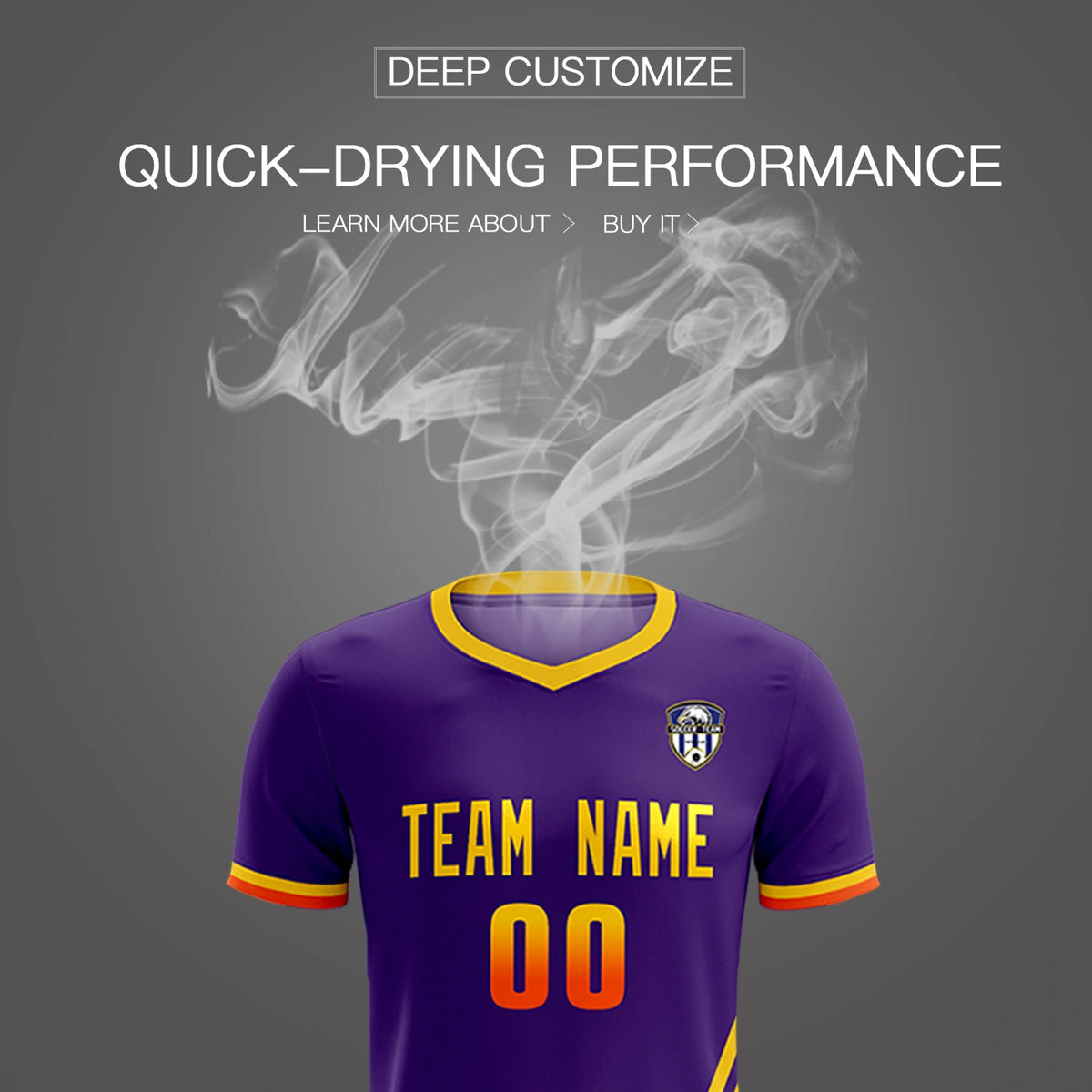 Custom Purple Gold01-Orange Gradient Fashion Sportswear Soccer Sets Jersey