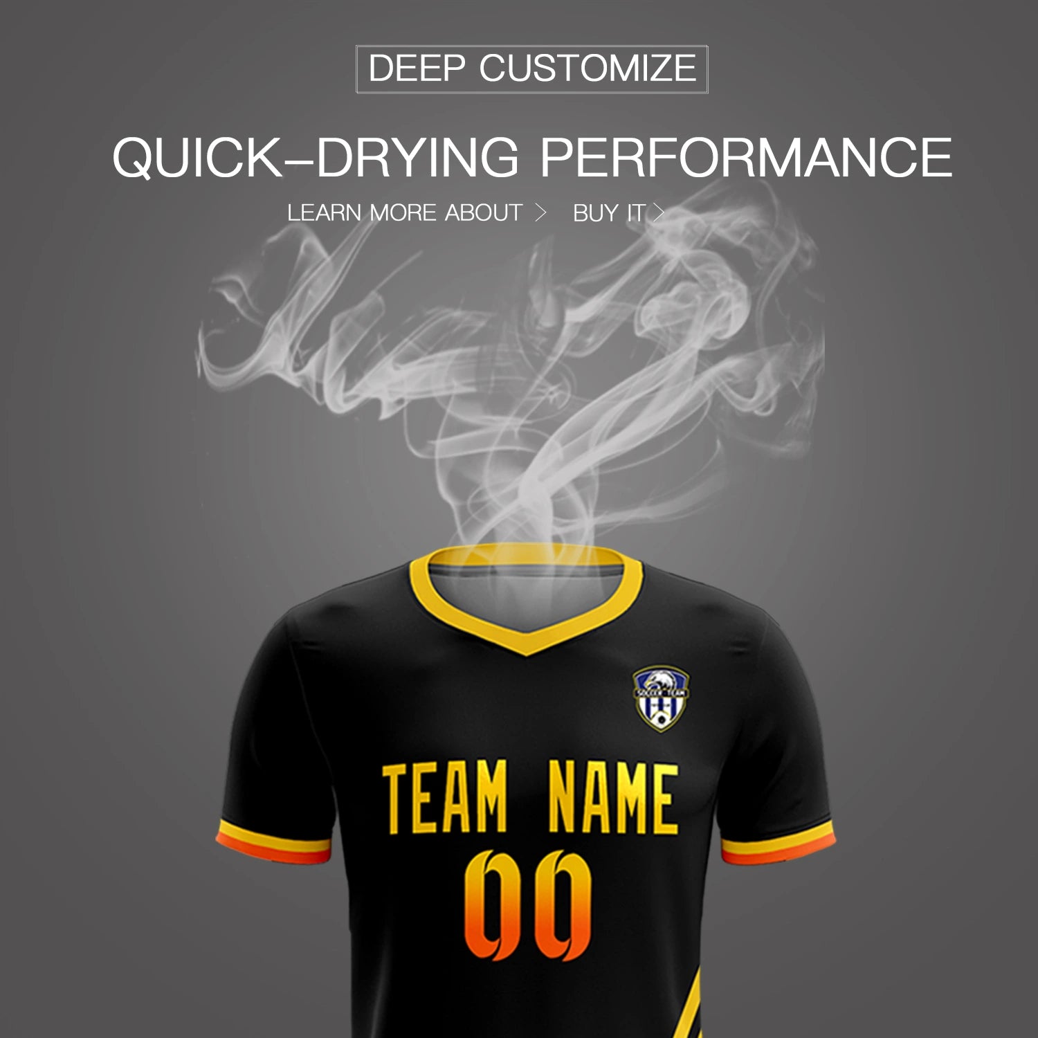 Custom Black Gold01-Orange Gradient Fashion Sportswear Soccer Sets Jersey