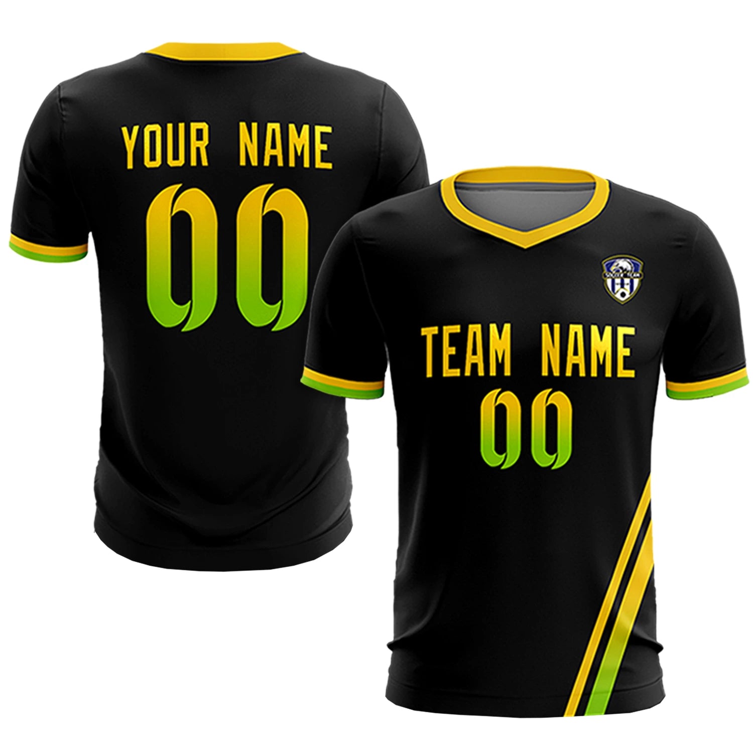 Custom Black Gold01-Neon Green Gradient Fashion Sportswear Soccer Sets Jersey