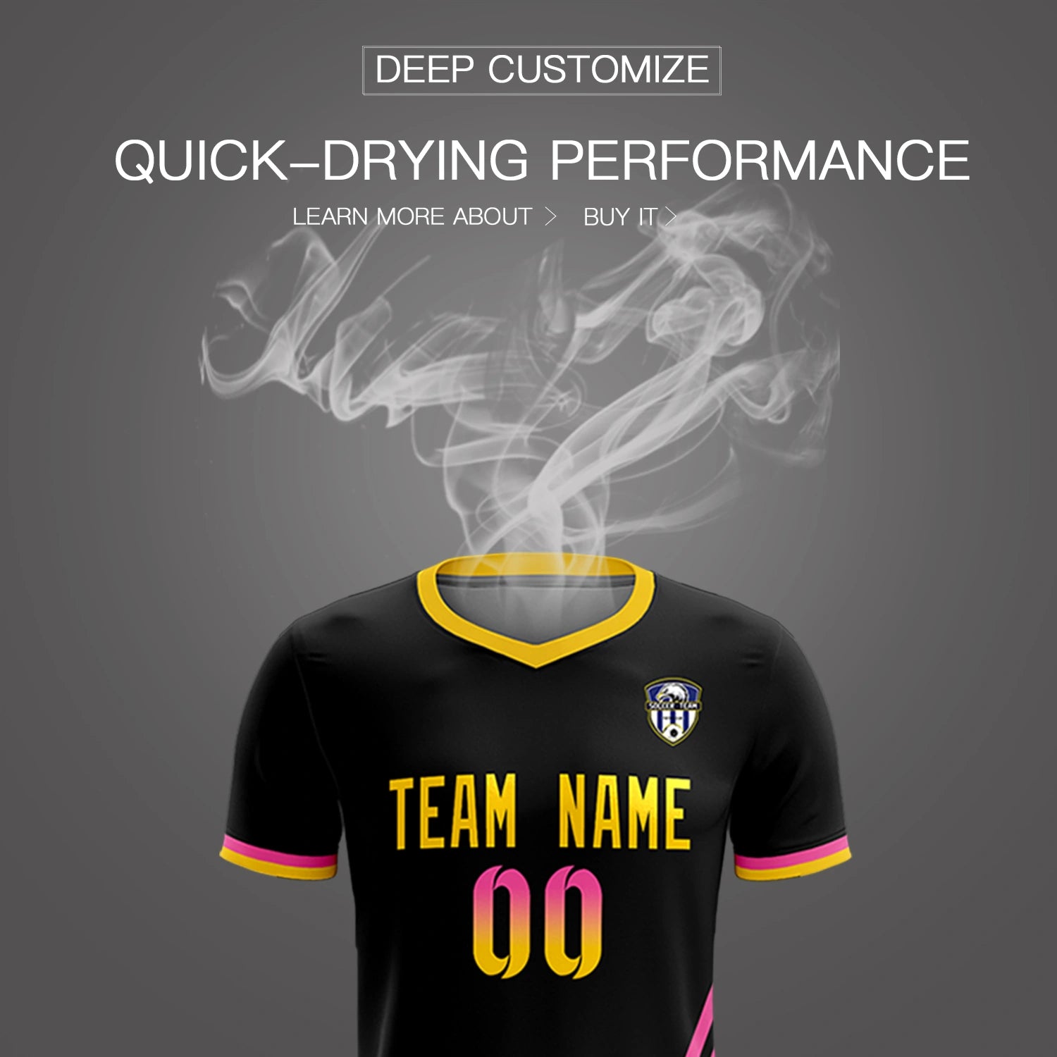 Custom Black Pink-Gold01 Gradient Fashion Sportswear Soccer Sets Jersey