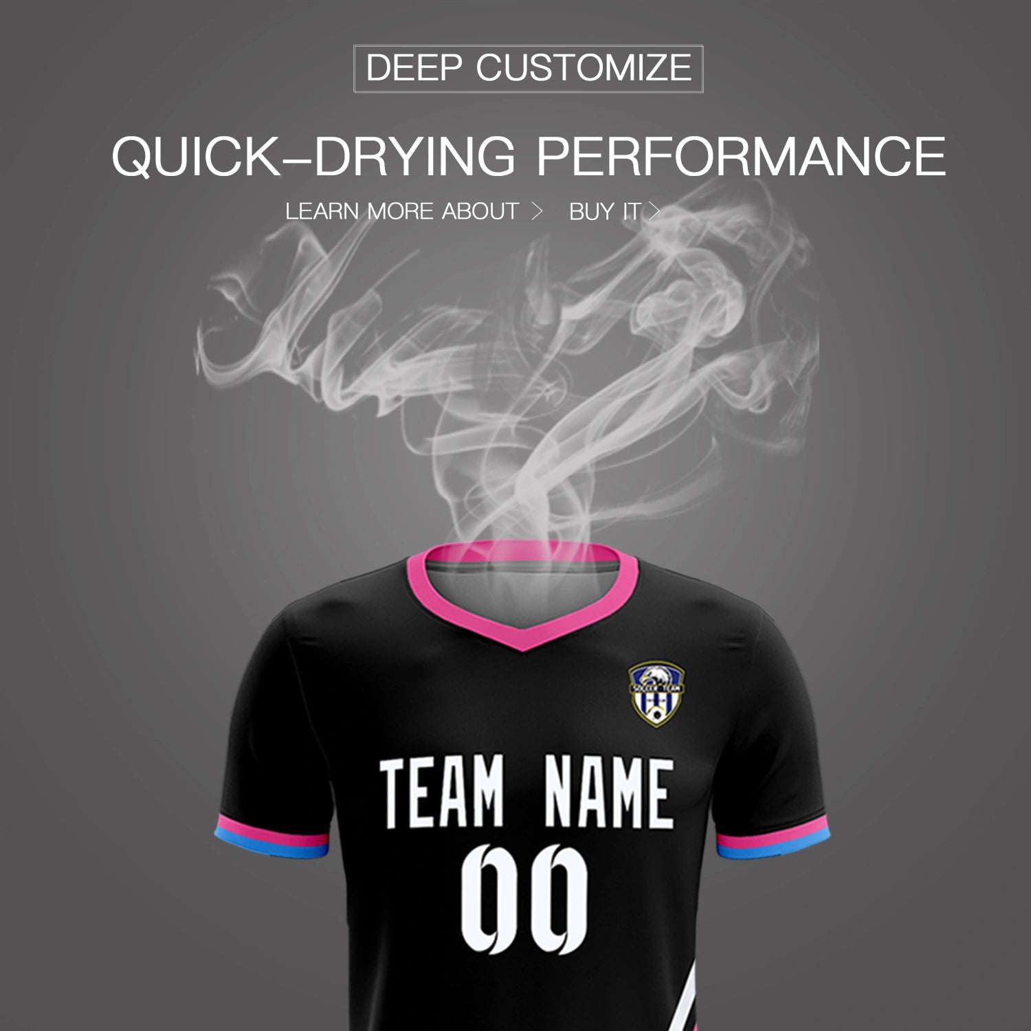 Custom Black White-Pink Gradient Fashion Sportswear Soccer Sets Jersey