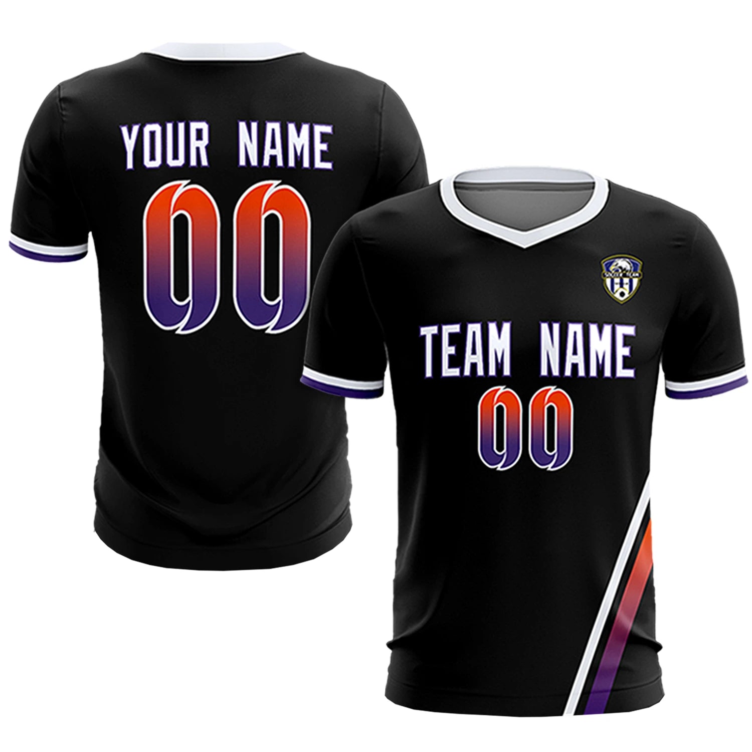 Custom Black White-Orange Gradient Fashion Sportswear Soccer Sets Jersey