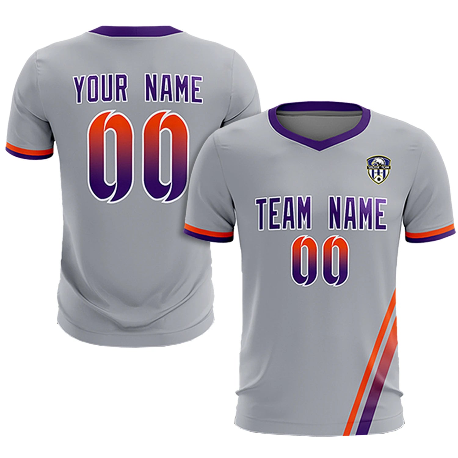 Custom Gray Orange-Purple Gradient Fashion Sportswear Soccer Sets Jersey