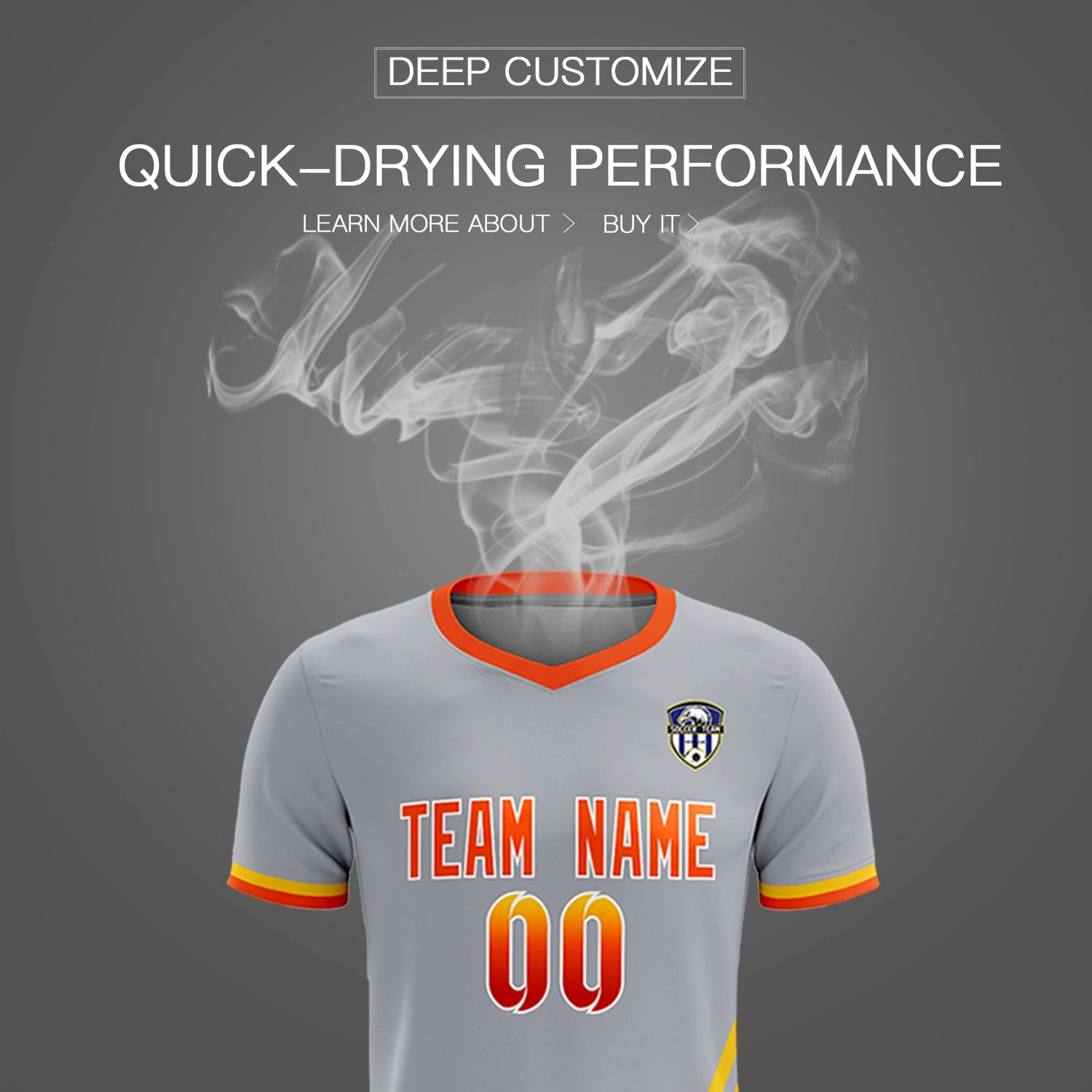 Custom Gray Gold01-Orange Gradient Fashion Sportswear Soccer Sets Jersey