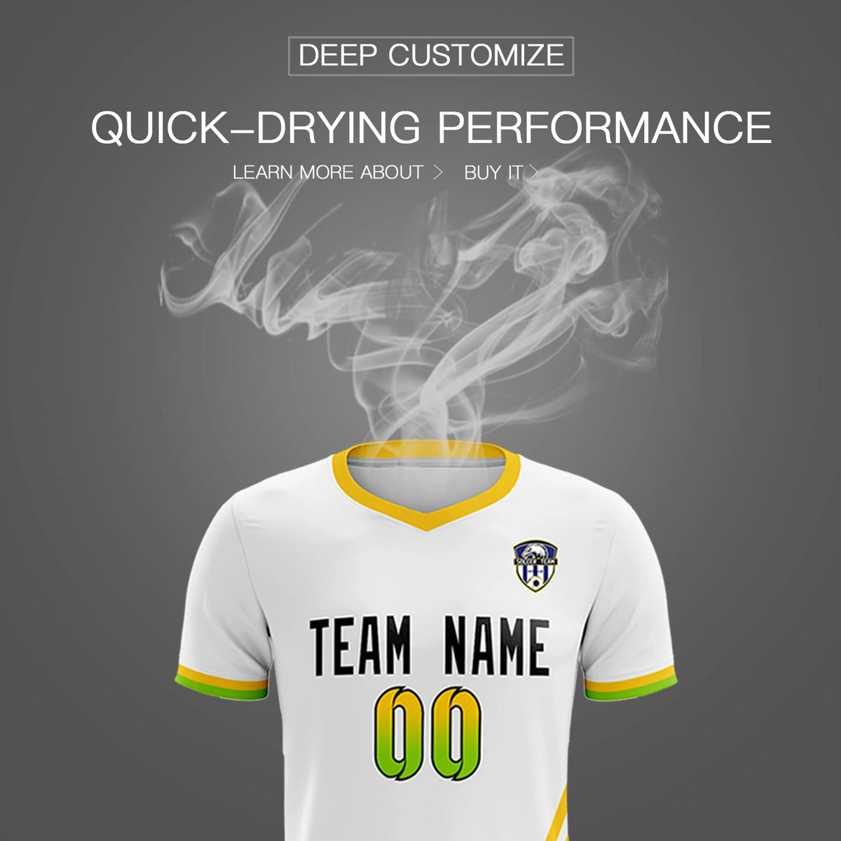 Custom White Gold01-Neon Green Gradient Fashion Sportswear Soccer Sets Jersey