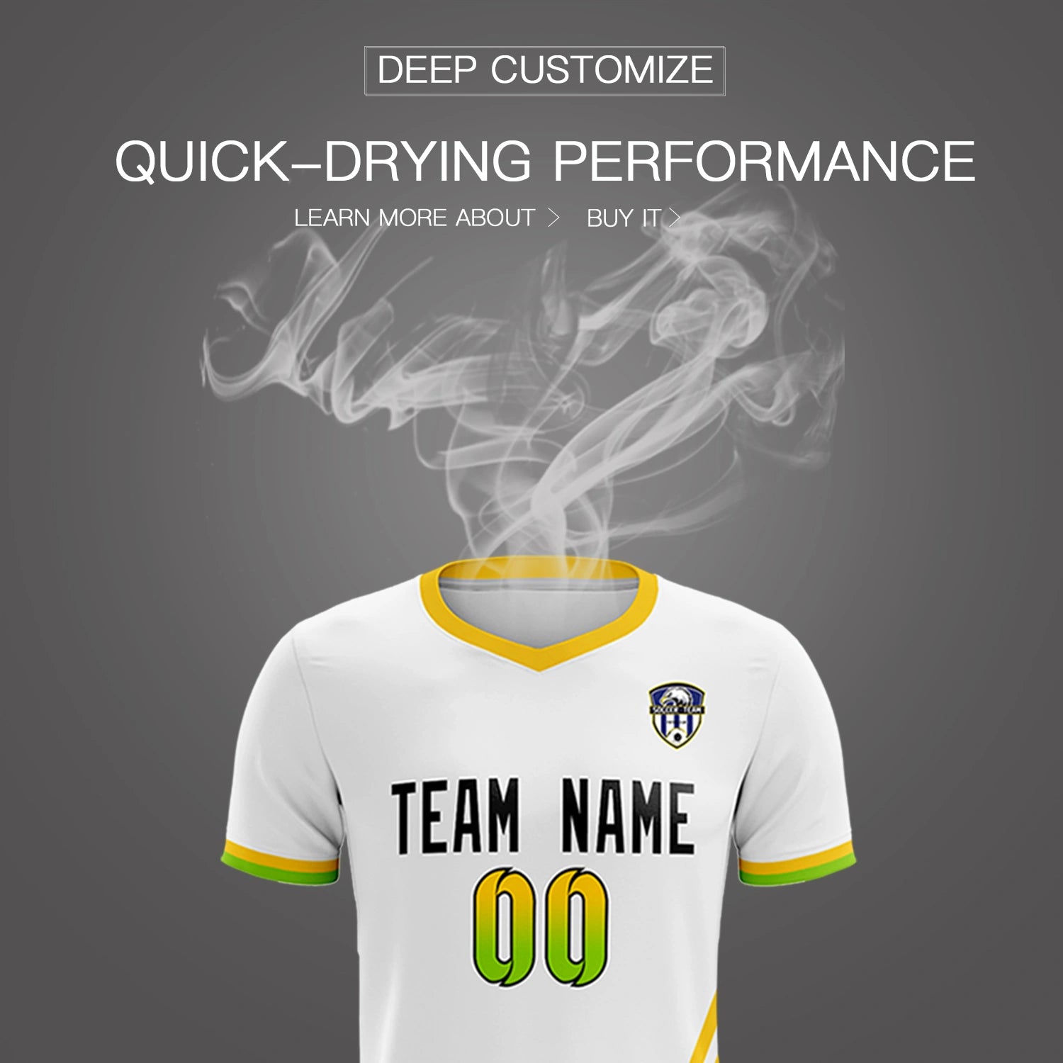 Custom White Gold01-Neon Green Gradient Fashion Sportswear Soccer Sets Jersey