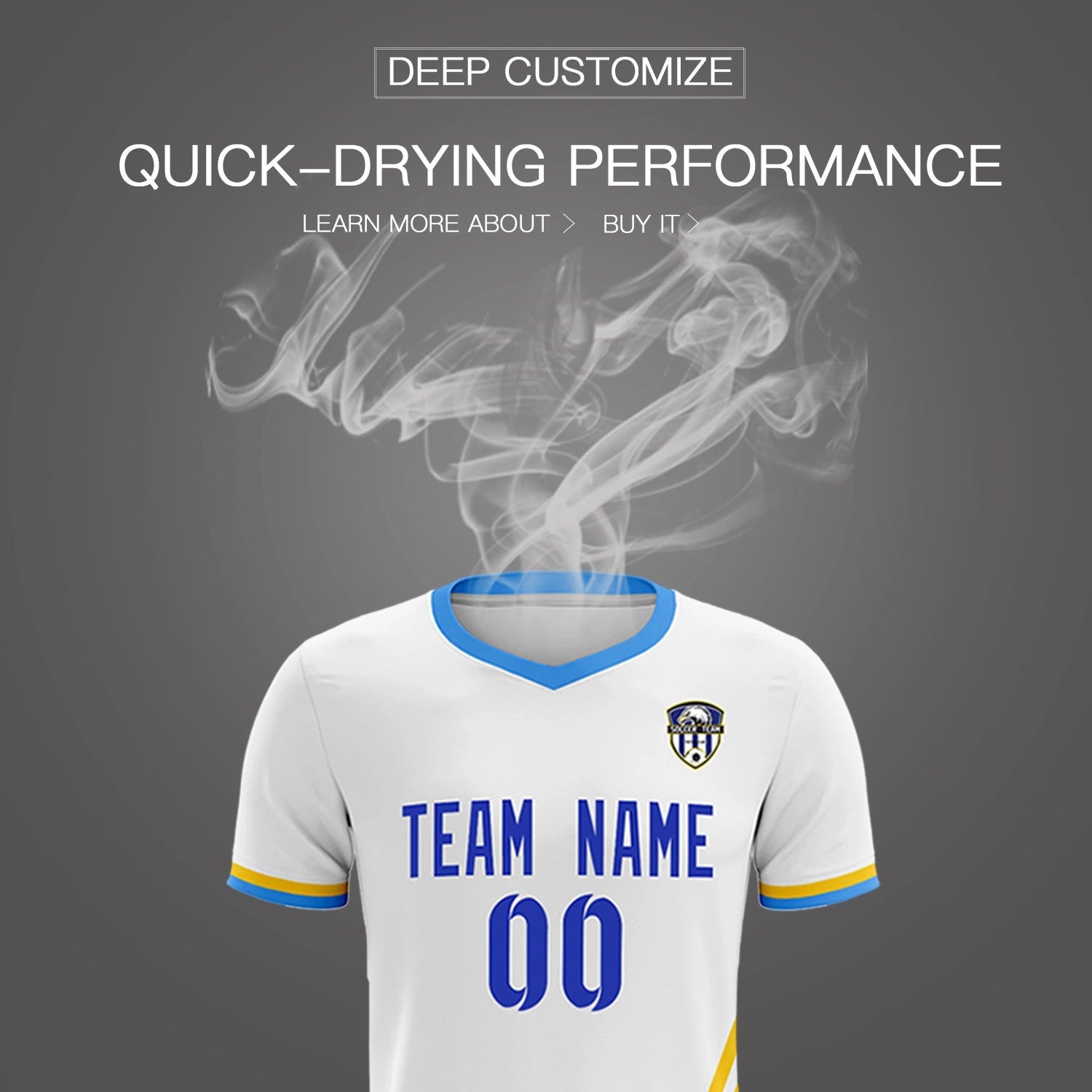 Custom White Gold01-Powder Blue Gradient Fashion Sportswear Soccer Sets Jersey