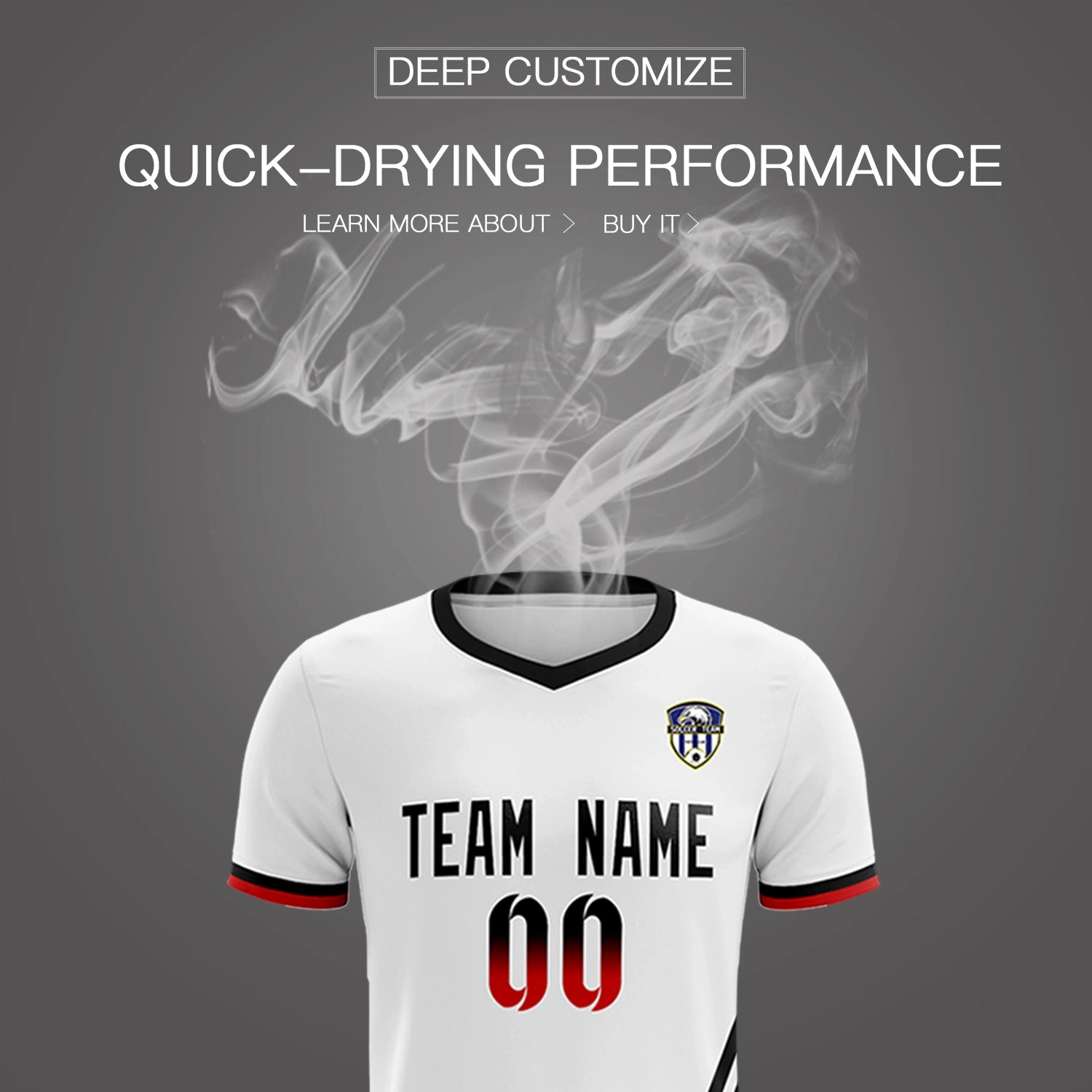 Custom White Black-Red Gradient Fashion Sportswear Soccer Sets Jersey