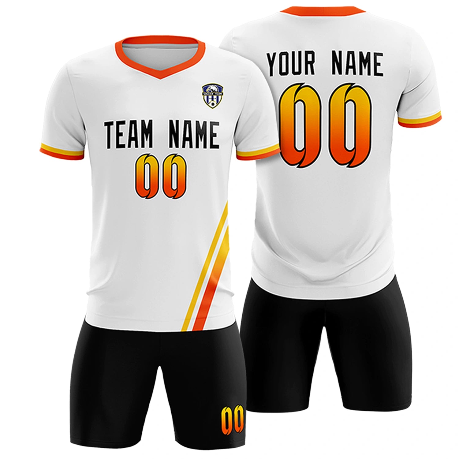 Custom White Gold01-Orange Gradient Fashion Sportswear Soccer Sets Jersey