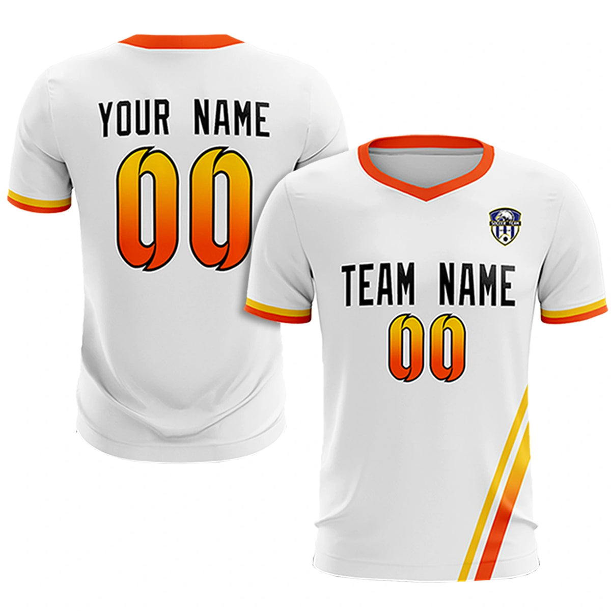 Custom White Gold01-Orange Gradient Fashion Sportswear Soccer Sets Jersey