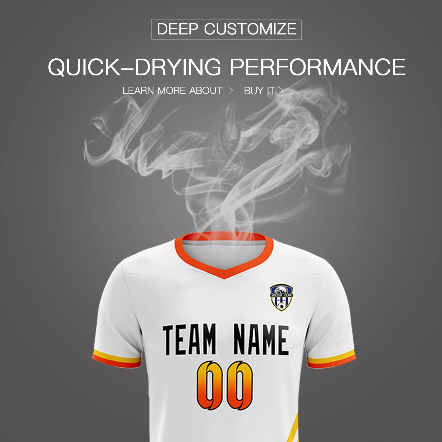 Custom White Gold01-Orange Gradient Fashion Sportswear Soccer Sets Jersey