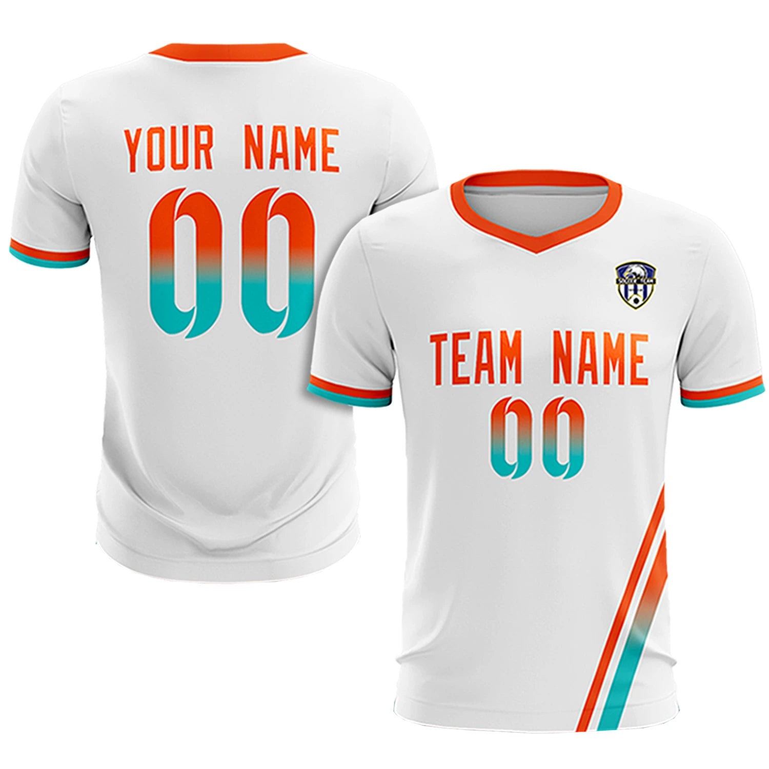 Custom White Orange-Bright Green Gradient Fashion Sportswear Soccer Sets Jersey