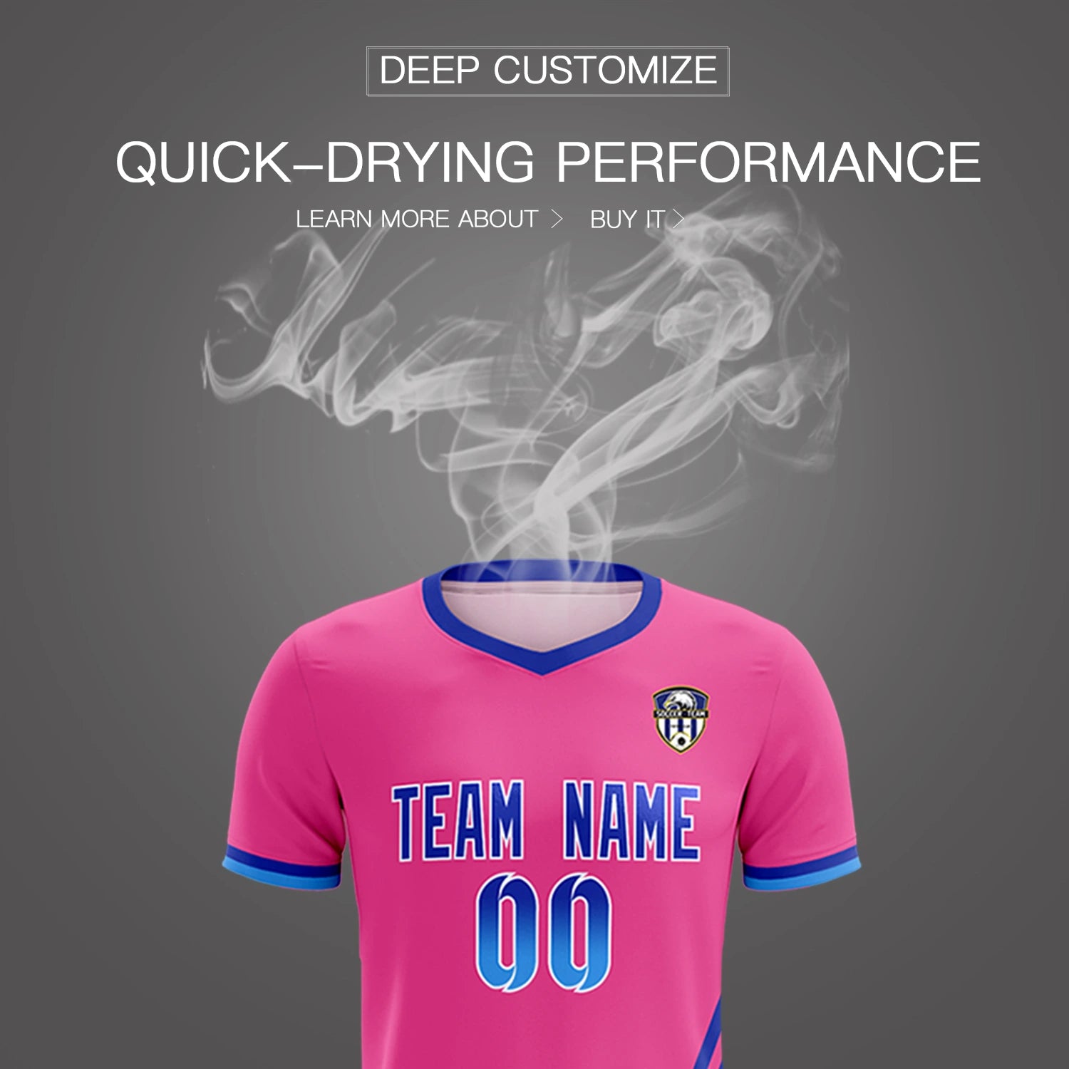 Custom Pink Royal Blue-Powder Blue Gradient Fashion Sportswear Soccer Sets Jersey